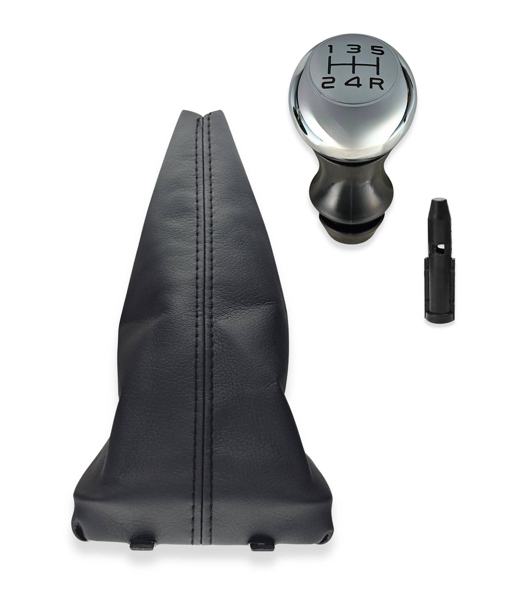 Kit Pomello e Cuffia per Leva Asta del Cambio 5 Marce Compatibile con Peugeot 206 1998–2013, 406 1995–2004, con Ghiera di Ritenione e Adattatore