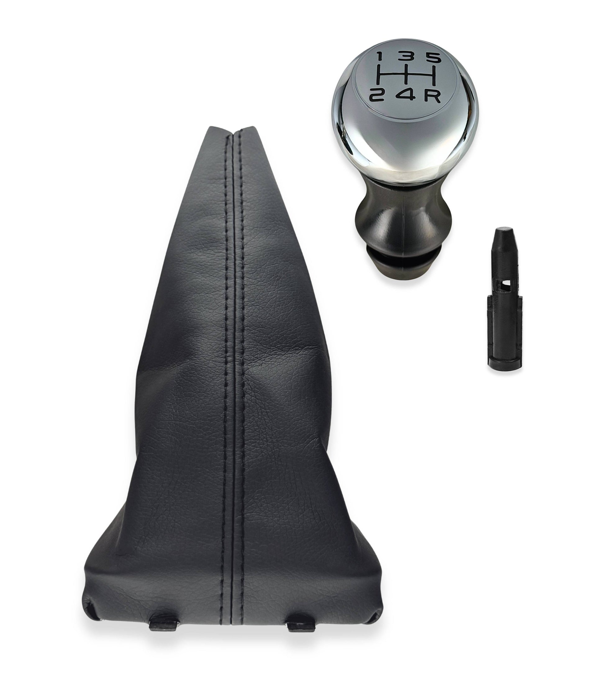 Kit Pomello e Cuffia per Leva Asta del Cambio 5 Marce Compatibile con Peugeot 206 1998–2013, 406 1995–2004, con Ghiera di Ritenione e Adattatore