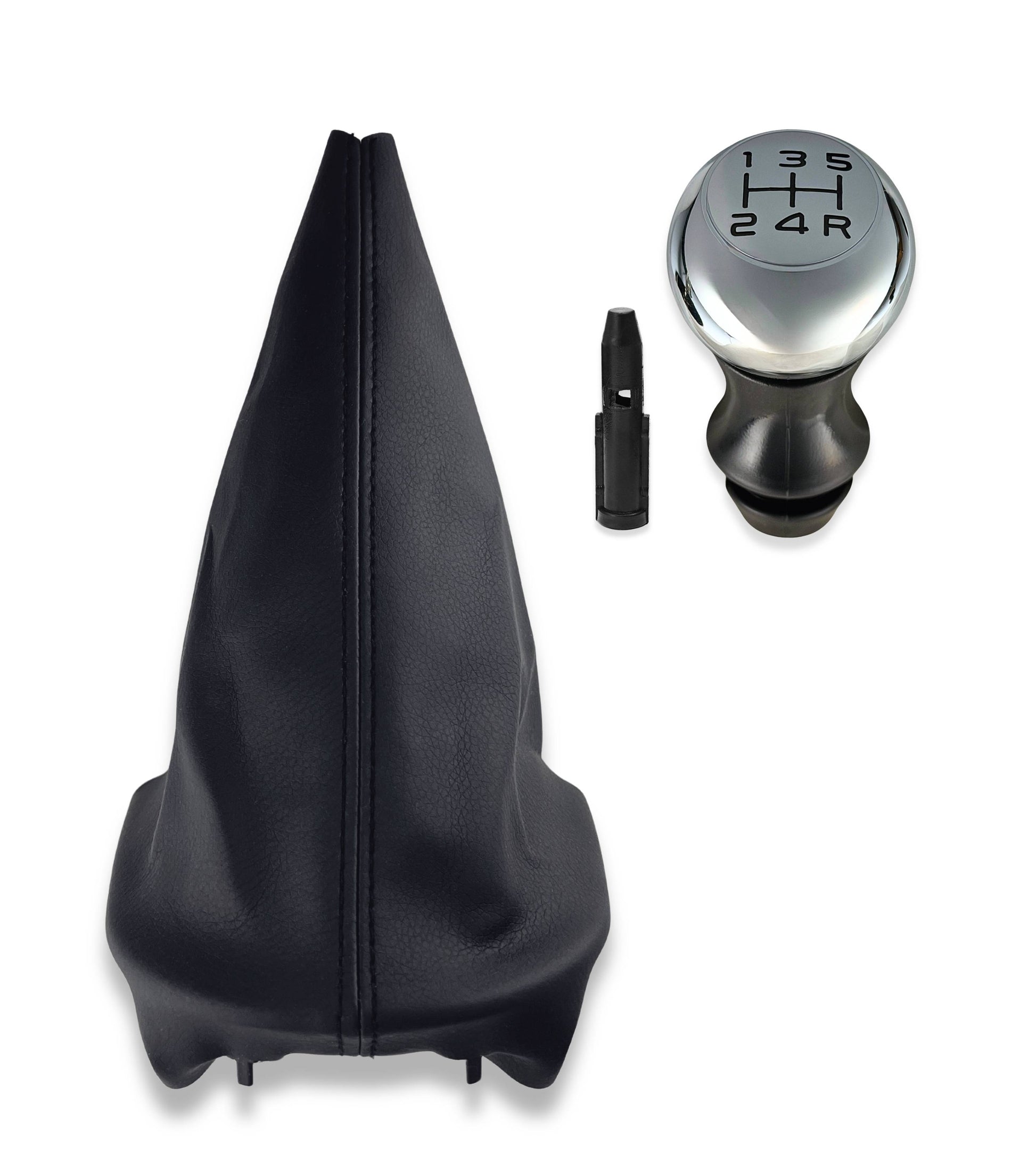 Kit Pomello e Cuffia per Leva Asta del Cambio 5 Marce Compatibile con Peugeot 207 2006–2012, 307 2001–2008, 308 2007–2014, con Ghiera e Adattatore