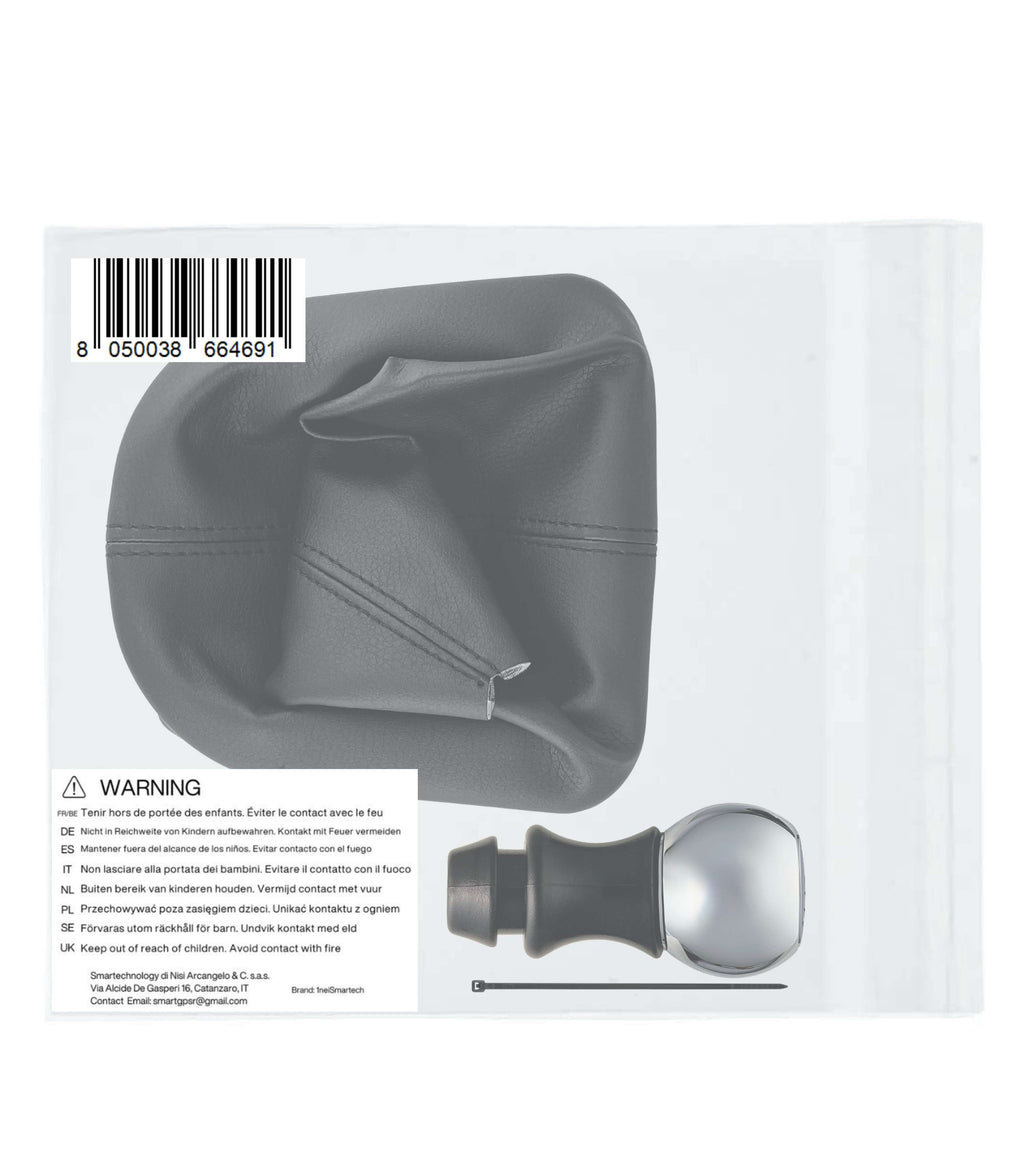 Kit Pomello e Cuffia per Leva Asta del Cambio 5 Marce Compatibile con Peugeot 207 2006–2012, 307 2001–2008, 308 2007–2014, con Ghiera e Adattatore