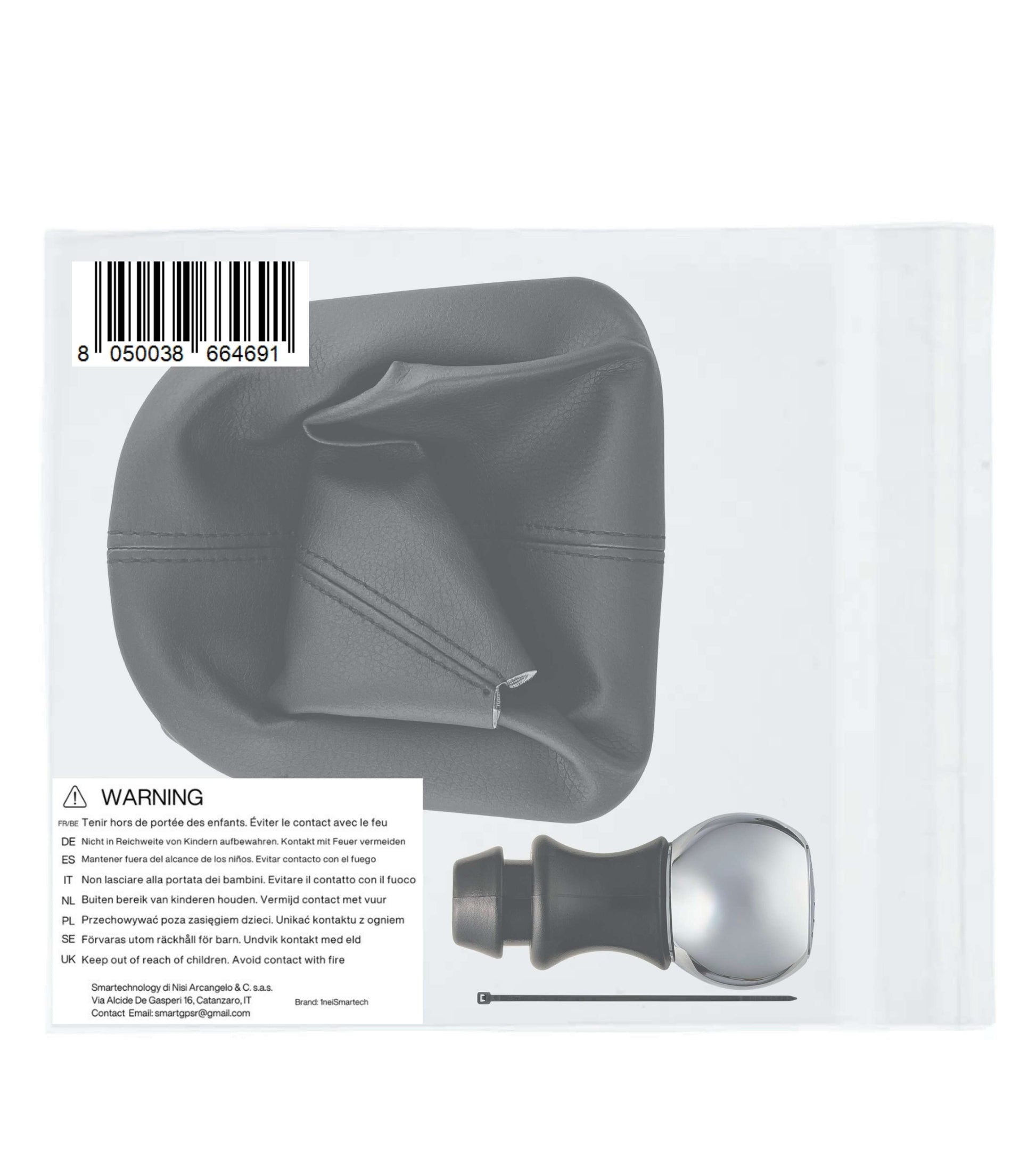 Kit Pomello e Cuffia per Leva Asta del Cambio 5 Marce Compatibile con Peugeot 207 2006–2012, 307 2001–2008, 308 2007–2014, con Ghiera e Adattatore