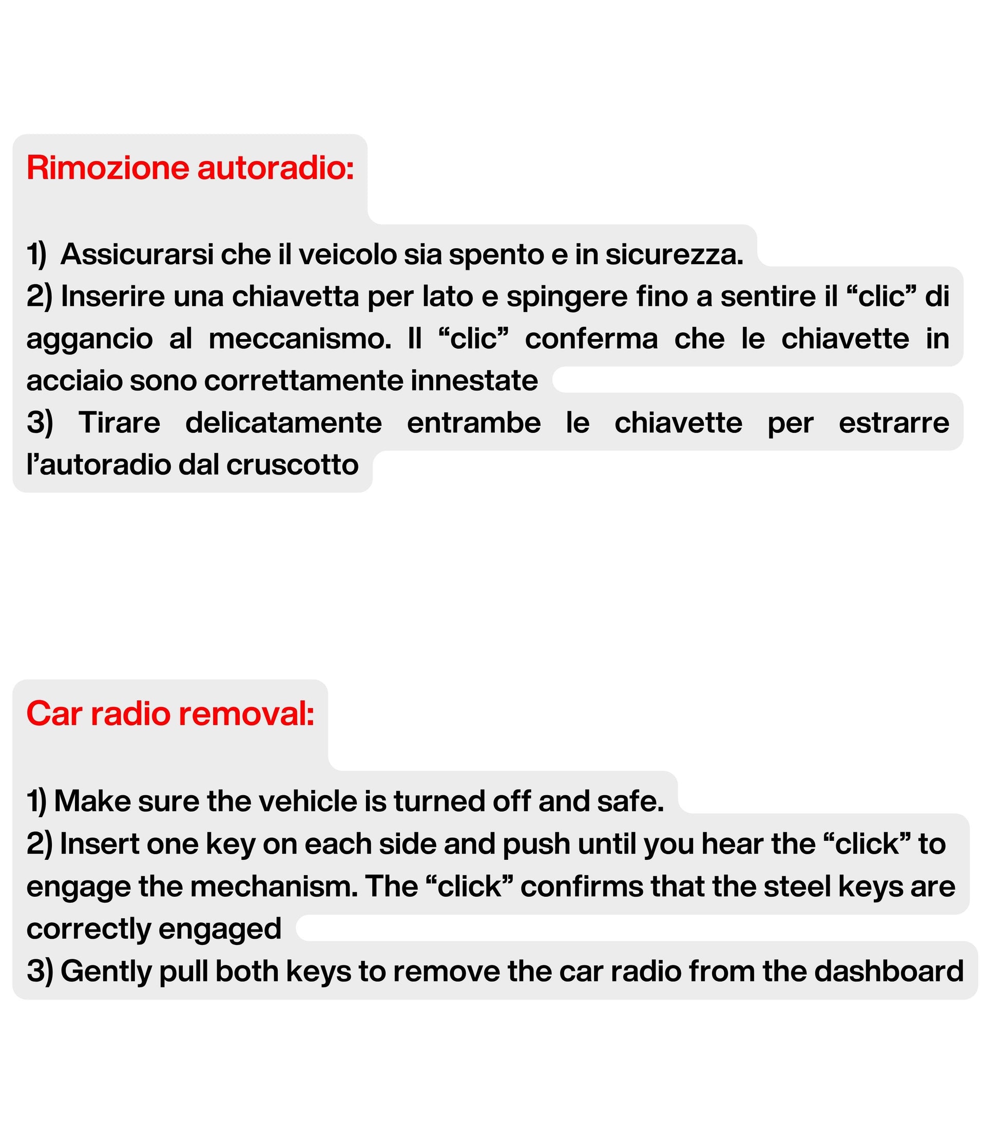Kit 6 Chiavette Estrattori Autoradio Universali Compatibili con Fiat e Altri Marchi Auto, 3 Coppie in Acciaio Rimozione Estrazione Autoradio di Serie