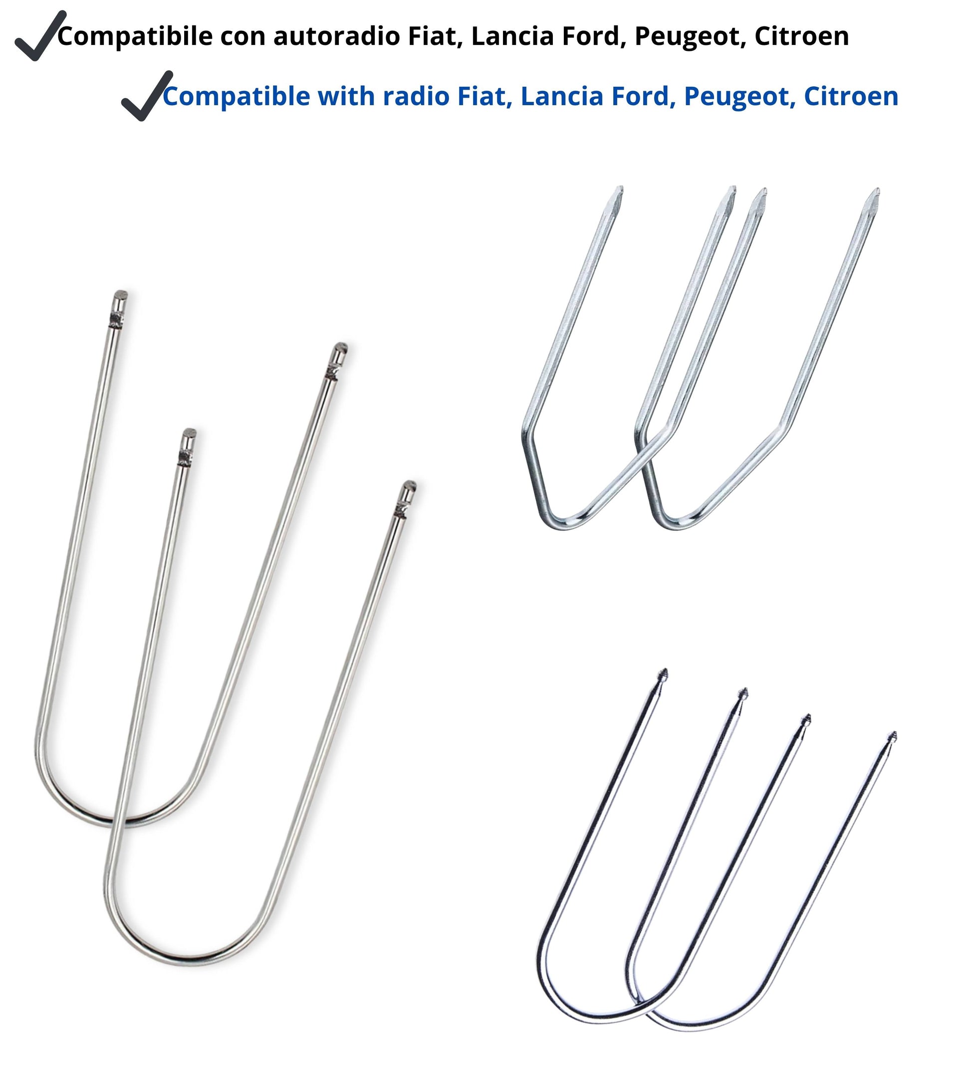 Kit 6 Chiavette Estrattori Autoradio Universali Compatibili con Fiat e Altri Marchi Auto, 3 Coppie in Acciaio Rimozione Estrazione Autoradio di Serie