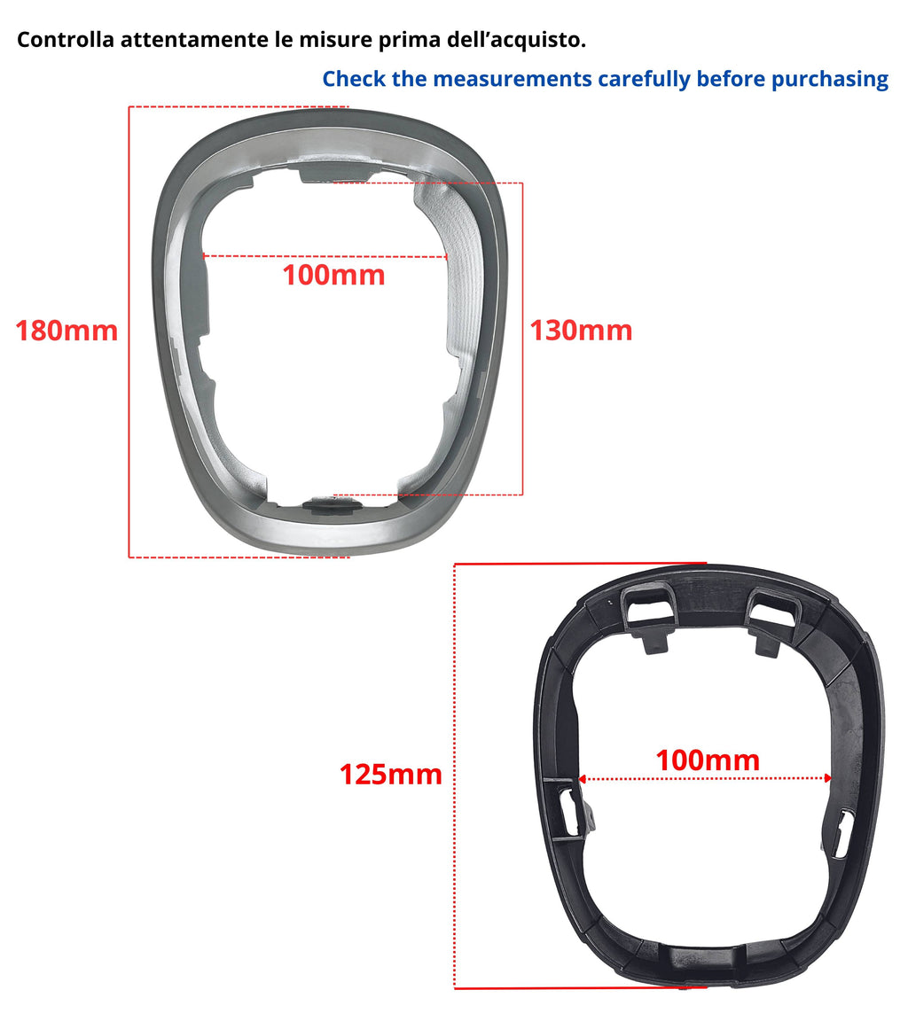 Kit Cornice Esterna Satinata Argento e Ghiera di Ritenzione Interna Compatibile con Fiat 500L 2012–2017, Compatibile con OEM 735547556 735547557