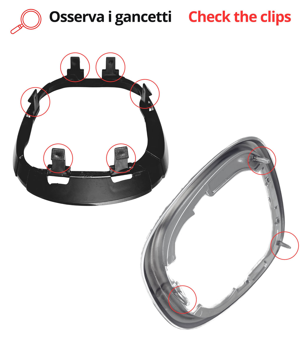 Kit Cornice Esterna Satinata Argento e Ghiera di Ritenzione Interna Compatibile con Fiat 500L 2012–2017, Compatibile con OEM 735547556 735547557