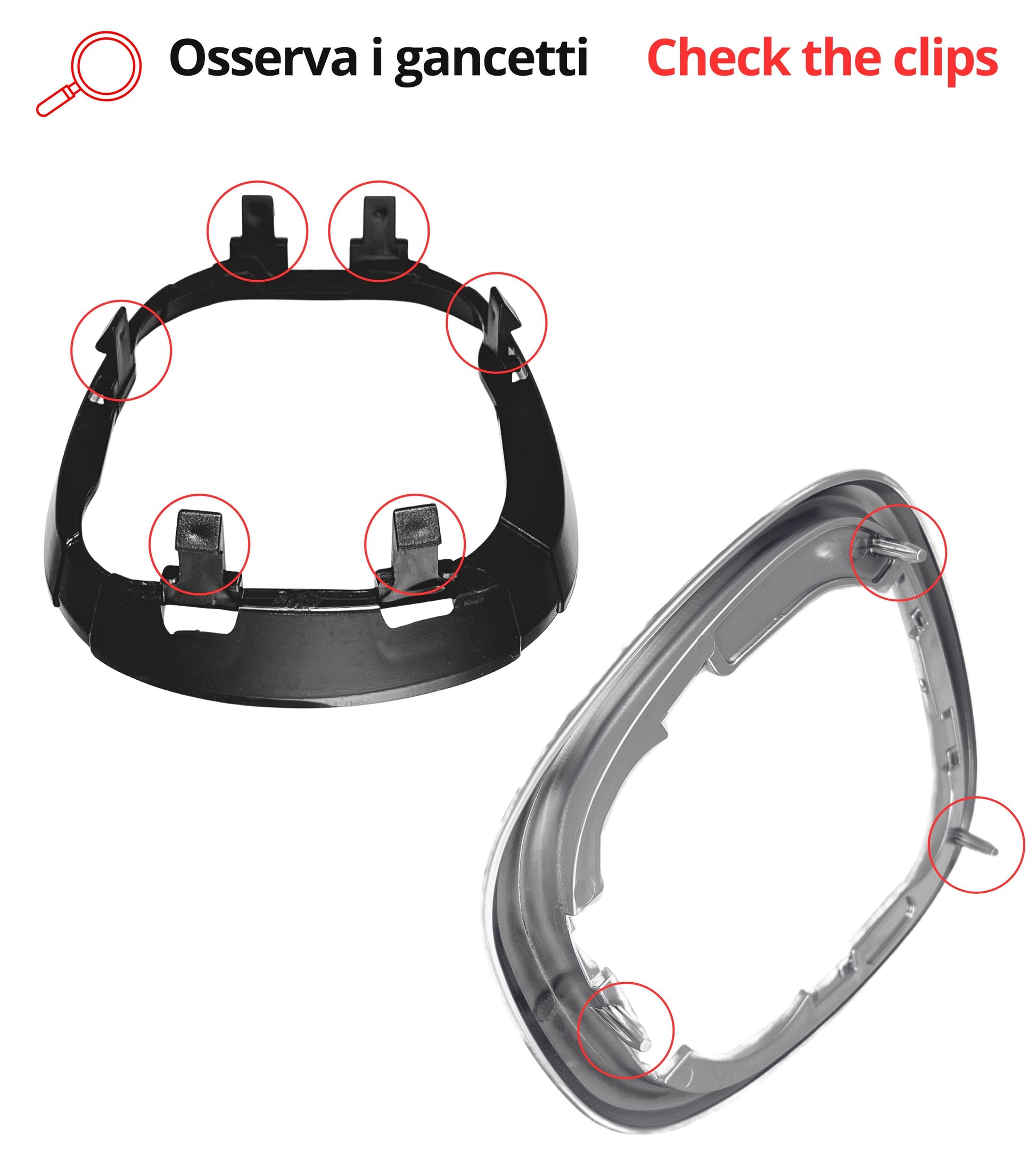 Kit Cornice Esterna Satinata Argento e Ghiera di Ritenzione Interna Compatibile con Fiat 500L 2012–2017, Compatibile con OEM 735547556 735547557