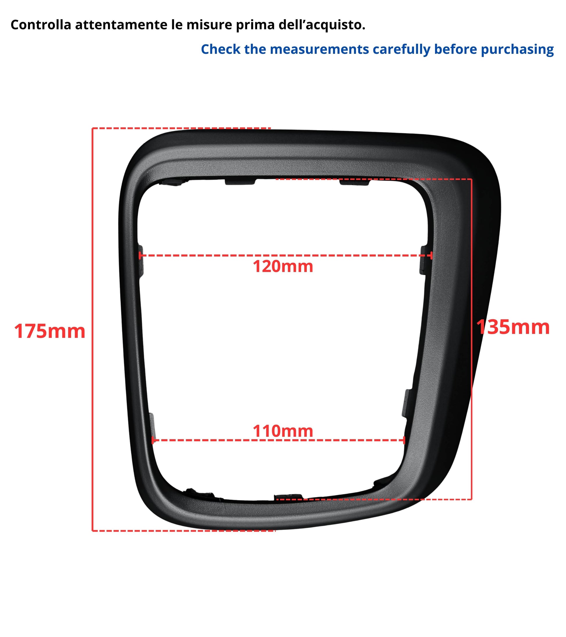 Cornice Colore Nero, Telaio Esterno per Cuffia Leva Cambio con Clips Compatibile con Fiat Tipo (356) 2015+, (357) 2016+, (358) 2016+, No Ghiera