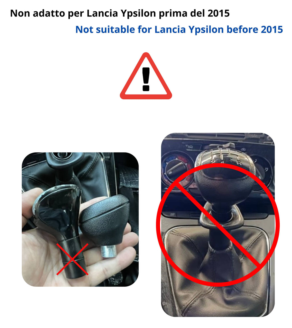 Pomello Leva Cambio 5 Marce Compatibile con Lancia Ypsilon 3ª Serie (846) dal 2015, per OEM 6930522, Solo Modelli Benzina, con Retromarcia a Siringa