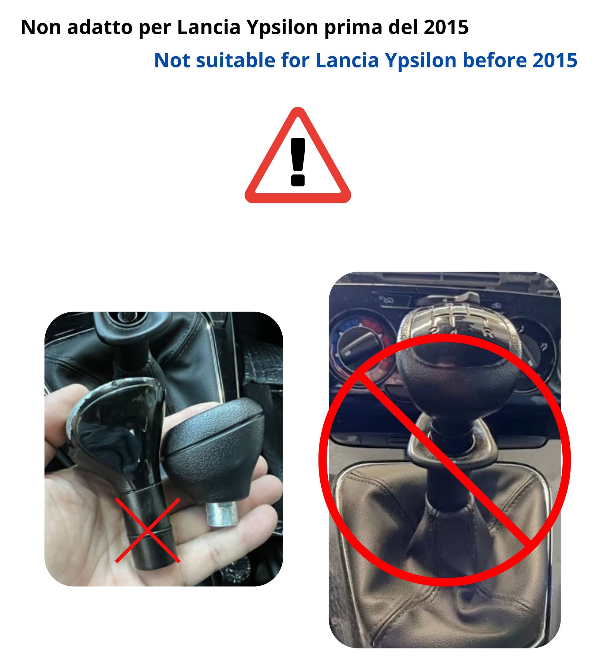 Pomello Leva Cambio 5 Marce Compatibile con Lancia Ypsilon 3ª Serie (846) dal 2015, per OEM 6930522, Solo Modelli Benzina, con Retromarcia a Siringa