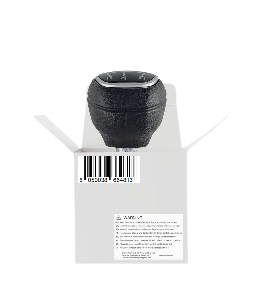 Pomello Leva Cambio 5 Marce Compatibile con Lancia Ypsilon 3ª Serie (846) dal 2015, per OEM 6930522, Solo Modelli Benzina, con Retromarcia a Siringa