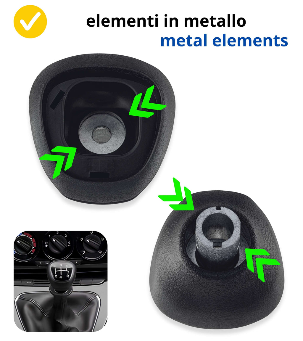 Pomello Leva Cambio 5 Marce Compatibile con Lancia Ypsilon 3ª Serie (846) dal 2015, per OEM 6930522, Solo Modelli Benzina, con Retromarcia a Siringa