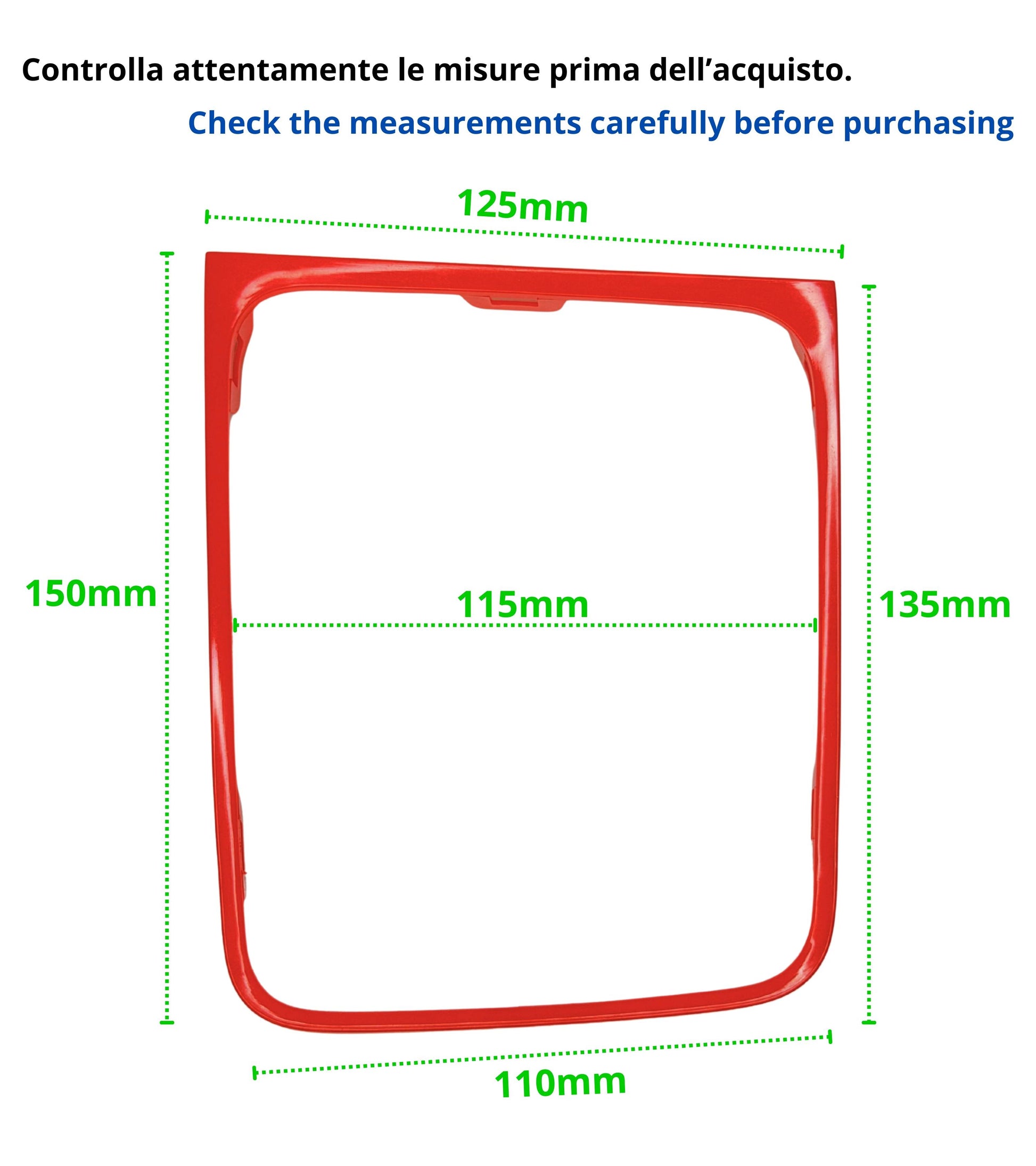 Cornice per Cuffia Leva Cambio Automatico, Colore Rosso Lucido, Compatibile con Volkswagen Golf 7 e Golf 7.5 (VII) 2012-2020, Solo Guida a Sinistra (LHD)