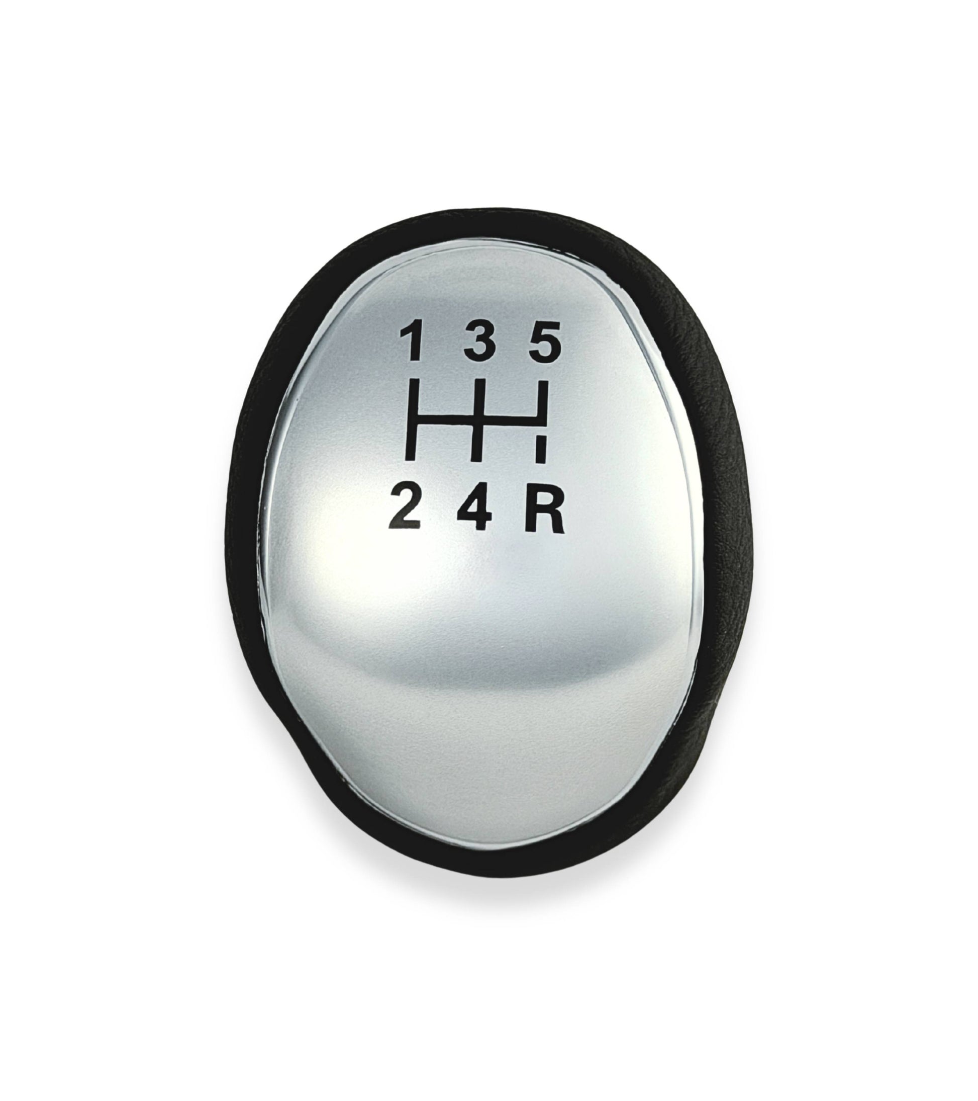 Pomello Leva Cambio 5 Marce Compatibile con Ford Focus C-Max Kuga Mondeo S-Max, Filettatura Integrata, Argento Satinato, Retro in Basso a Destra