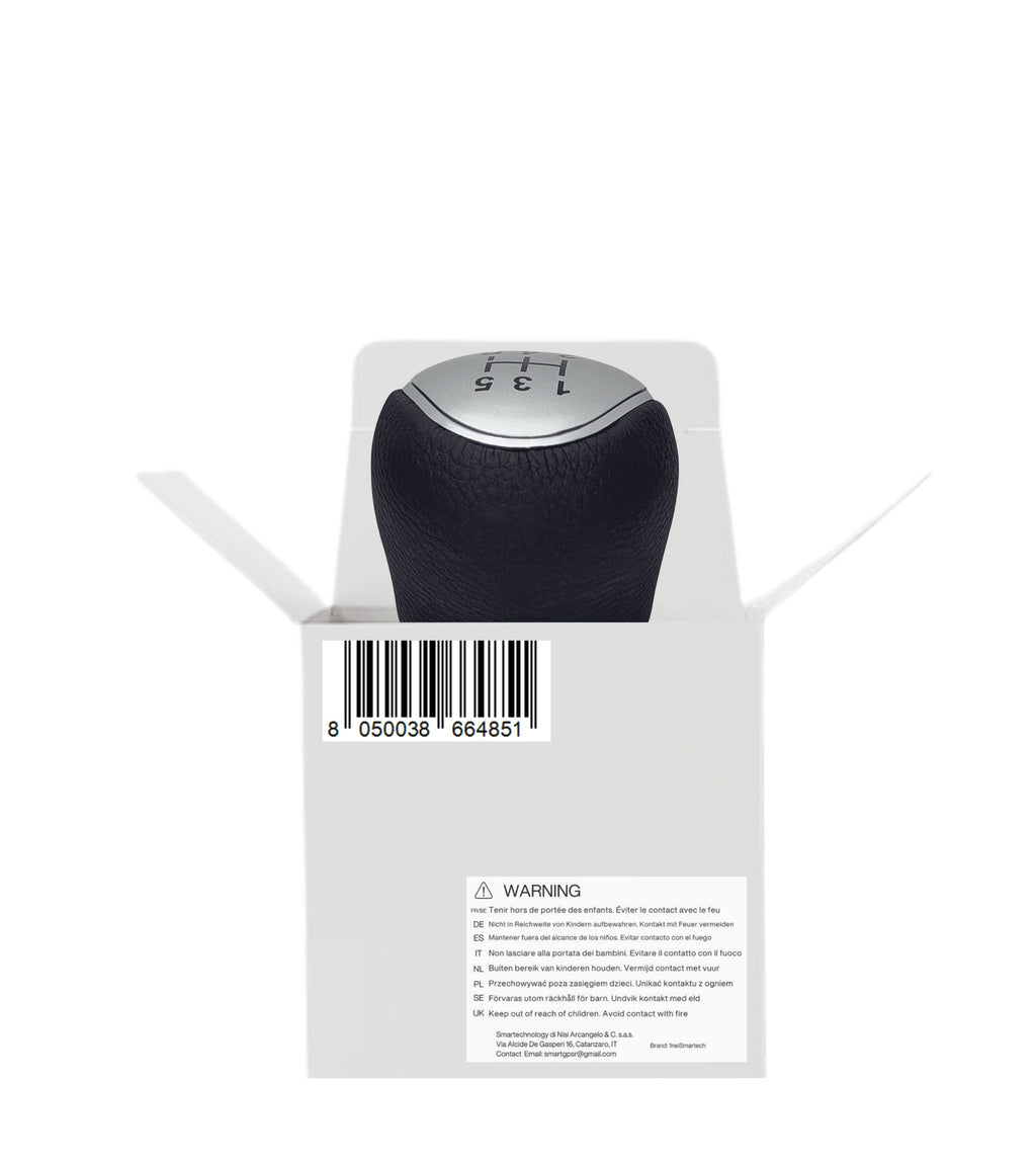 Pomello Leva Cambio 5 Marce Compatibile con Ford Focus C-Max Kuga Mondeo S-Max, Filettatura Integrata, Argento Satinato, Retro in Basso a Destra