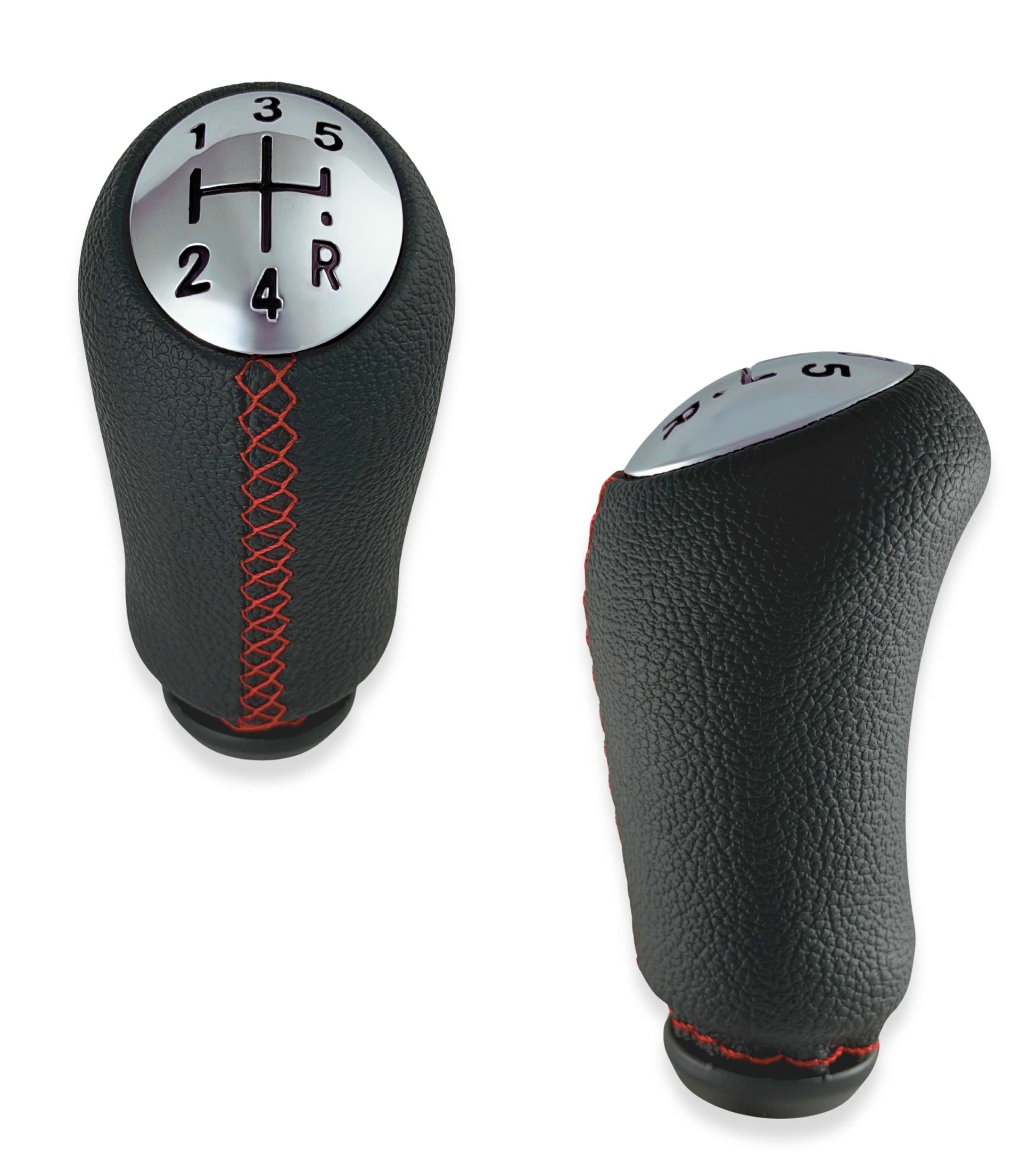 Pomello per Leva Cambio 5 Marce Compatibile con Renault Clio Megane Scenic Modus Captur Kangoo e Dacia Duster Sandero Colore Nero con Cuciture Rosse