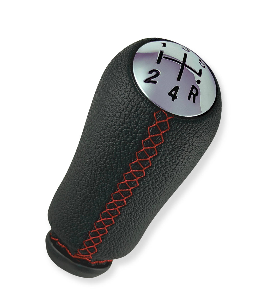Pomello per Leva Cambio 5 Marce Compatibile con Renault Clio Megane Scenic Modus Captur Kangoo e Dacia Duster Sandero Colore Nero con Cuciture Rosse