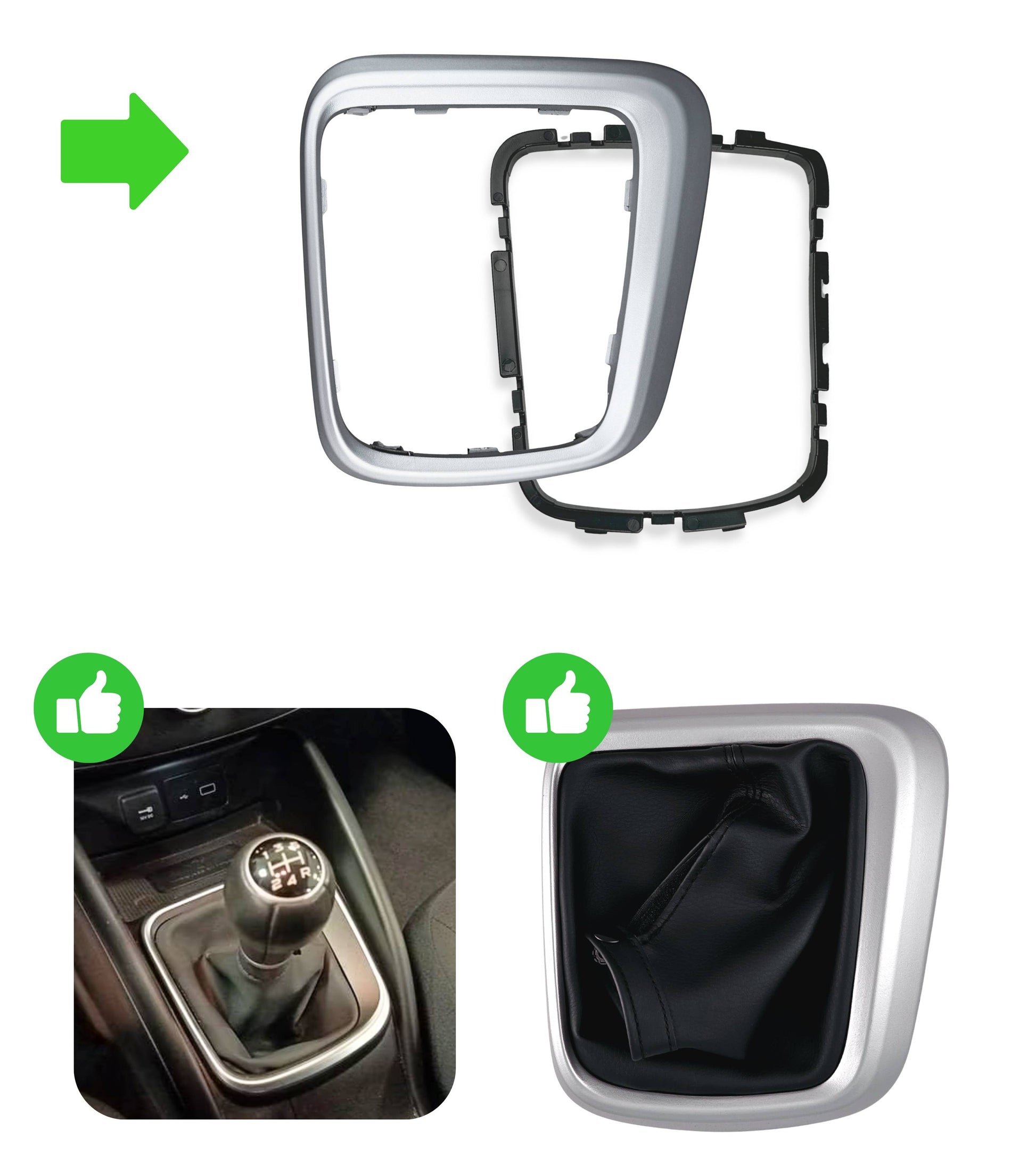 Kit Cornice Esterna Argento Grigio Satinato e Ghiera Ritenzione per Cuffia Leva Cambio Compatibile con Fiat Tipo 356 357 358 dal 2015 OEM 735624491
