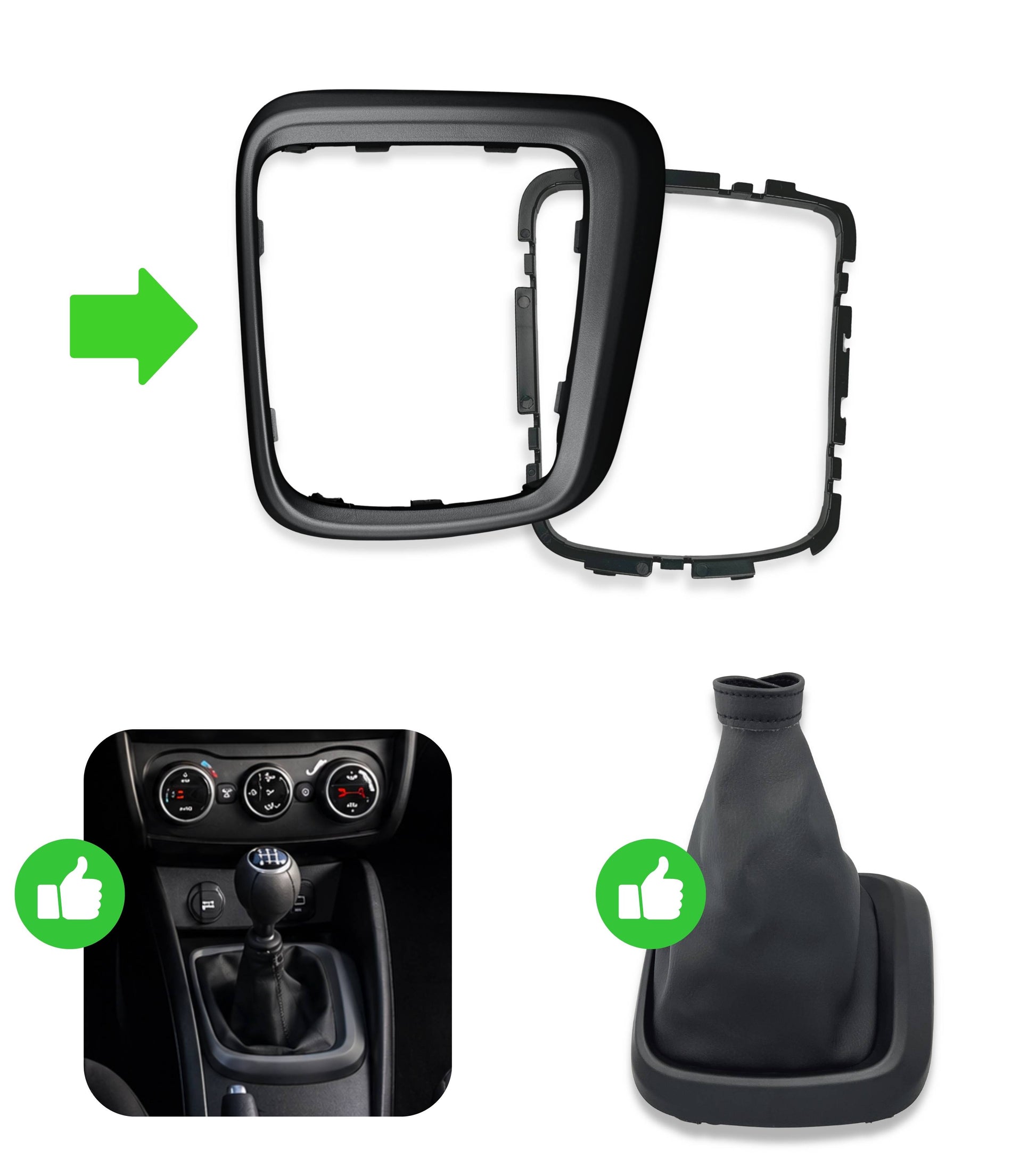 Kit Cornice Esterna Telaio Nero Satinato e Ghiera di Ritenzione per Cuffia Leva Cambio Compatibile con Fiat Tipo 356 357 358 dal 2015 OEM 735624491