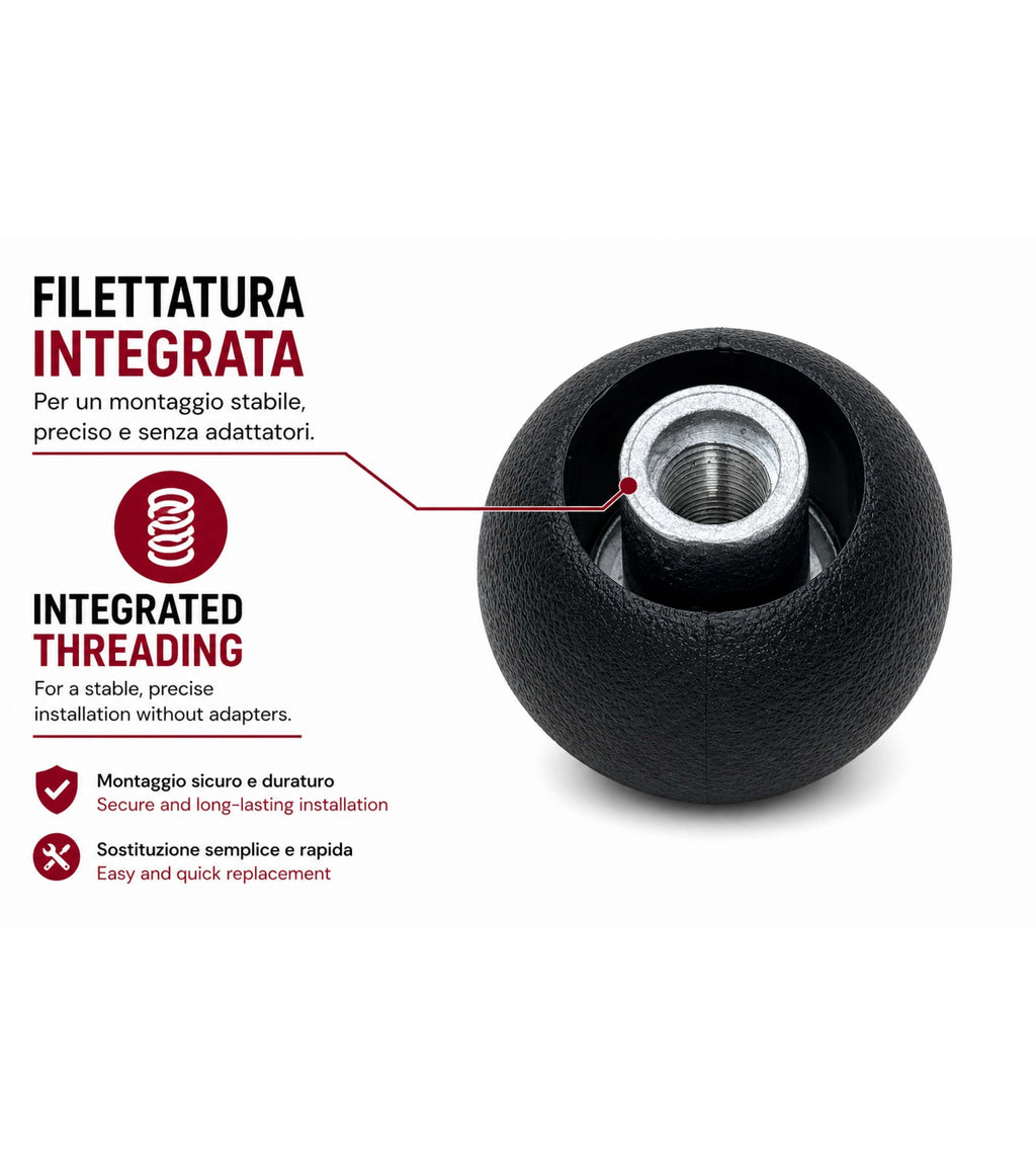 Kit Pomello Leva Cambio 6 Marce + Cuffia con Cuciture Nere, Cornice Grigio Argento Opaco e Ghiera di Ritenzione Compatibile con Fiat Sedici 2006-2014