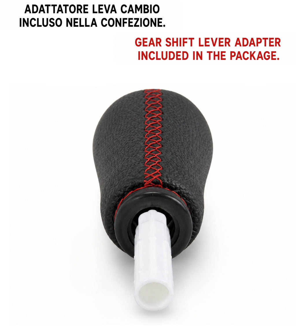 Pomello Leva Cambio 5 Marce con Cuciture Rosse e Adattatore in Plastica Compatibile con Smart Fortwo III W453 2014–2022 e Forfour W453 2014–2024