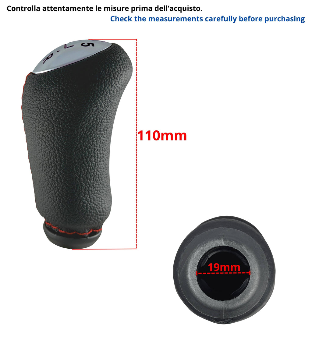 Pomello Leva Cambio 5 Marce con Cuciture Rosse e Adattatore in Plastica Compatibile con Smart Fortwo III W453 2014–2022 e Forfour W453 2014–2024
