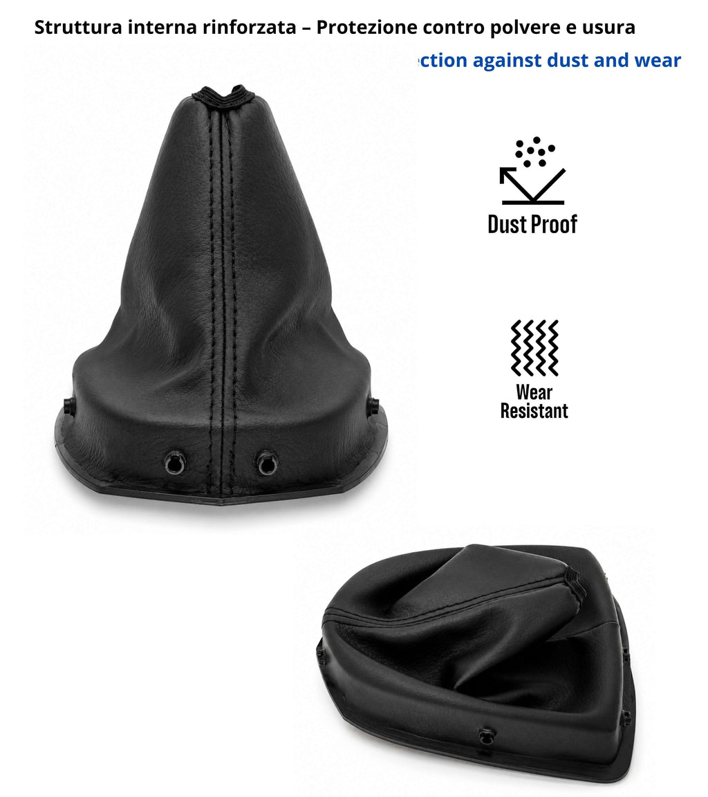 Cuffia  per Leva Cambio con Ghiera di Ritenzione Compatibile con Peugeot 308 MK1 2008-2014 Colore Nero con Cuciture Nere OEM 9684581680 9660633177
