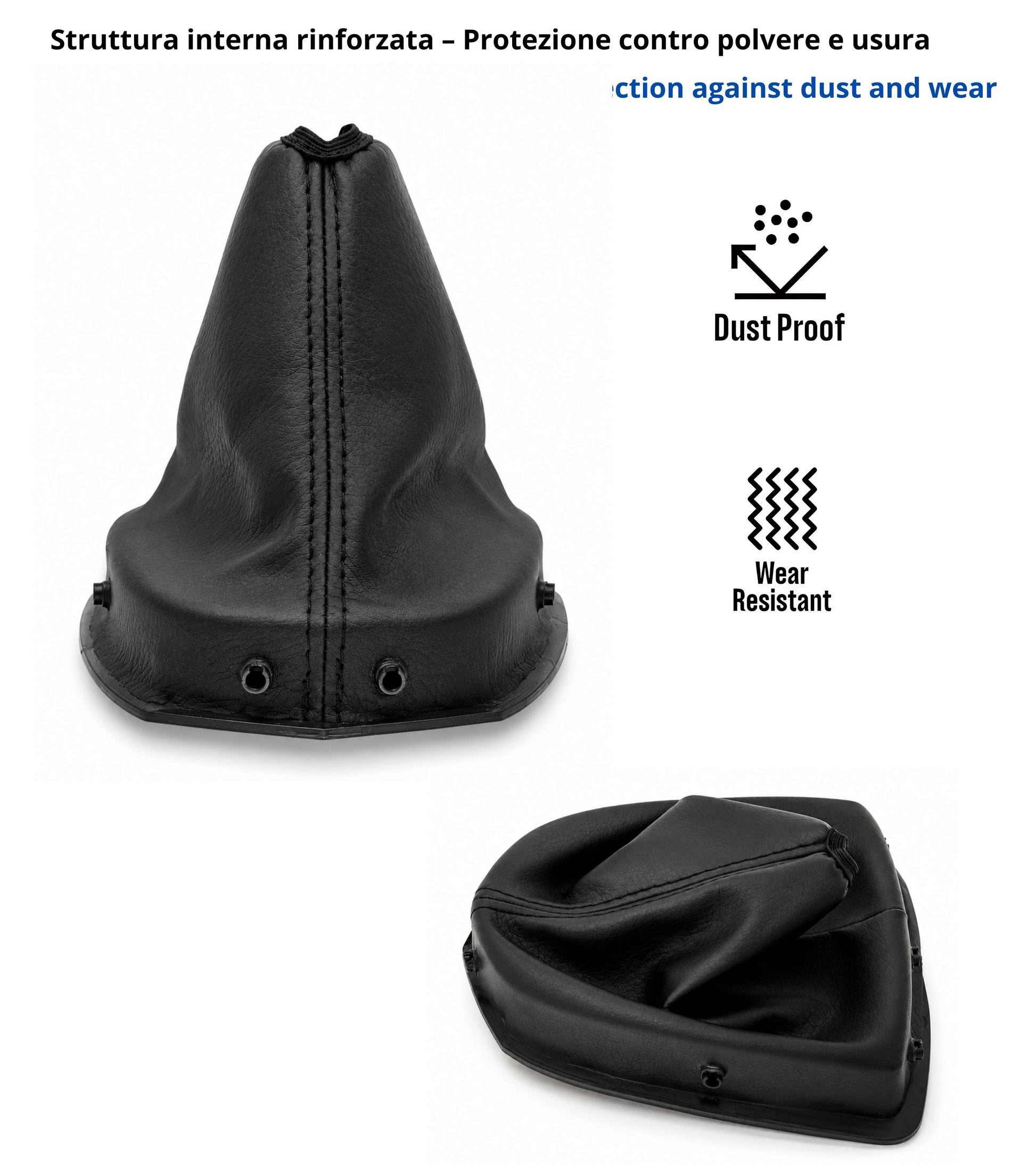Cuffia  per Leva Cambio con Ghiera di Ritenzione Compatibile con Peugeot 308 MK1 2008-2014 Colore Nero con Cuciture Nere OEM 9684581680 9660633177