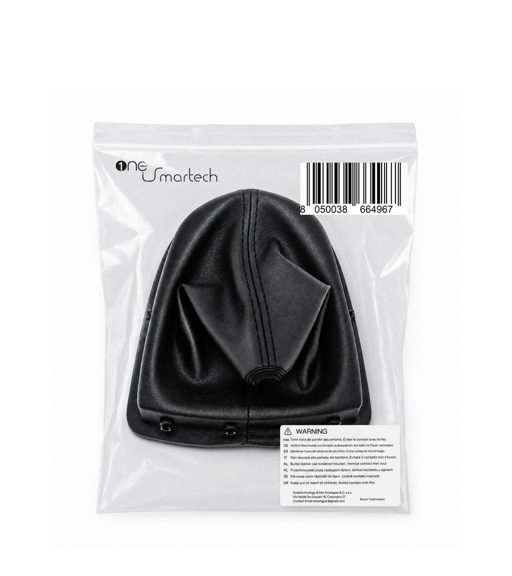 Cuffia  per Leva Cambio con Ghiera di Ritenzione Compatibile con Peugeot 308 MK1 2008-2014 Colore Nero con Cuciture Nere OEM 9684581680 9660633177