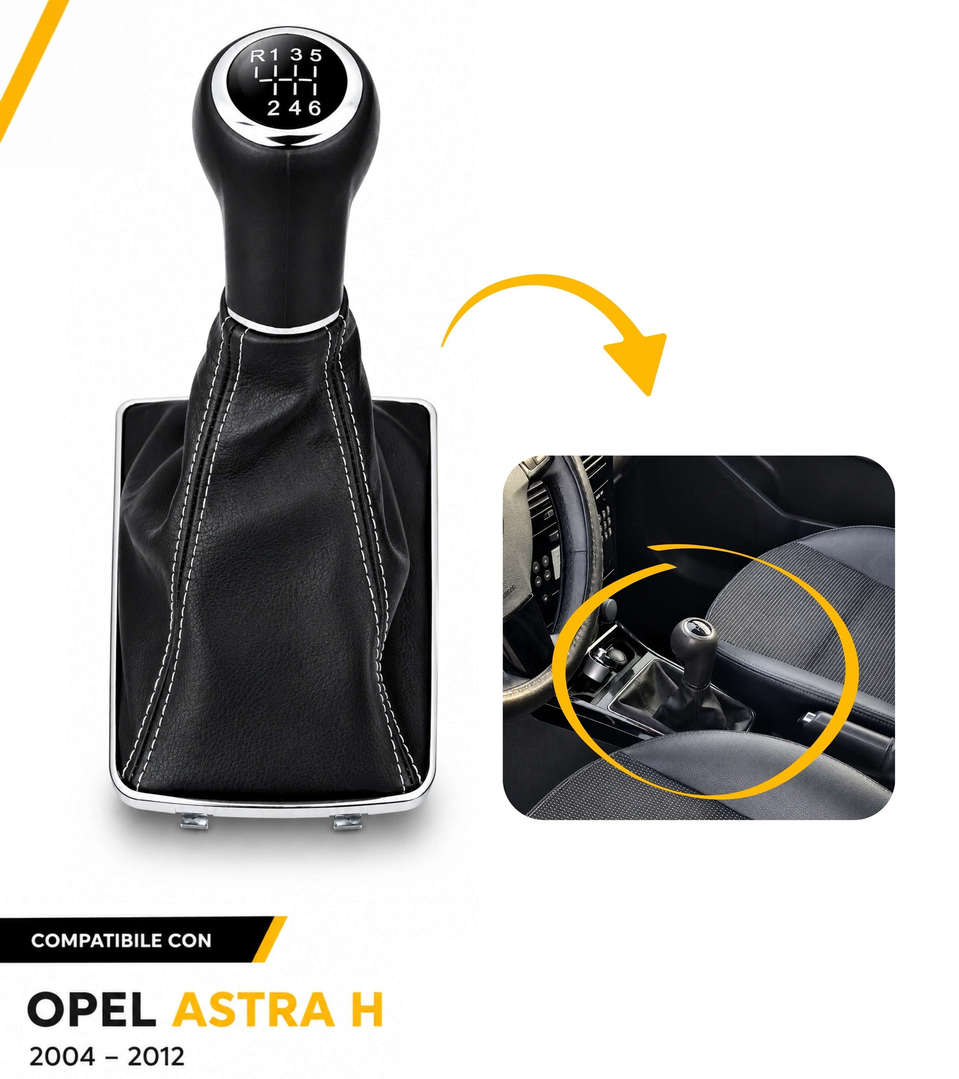 Kit Pomello Cambio 6 Marce Cuffia Compatibile con Opel Astra H 2004-2012 Completo di Supporto Leva Cambio Boccola Superiore OEM 8026651283 8026651202