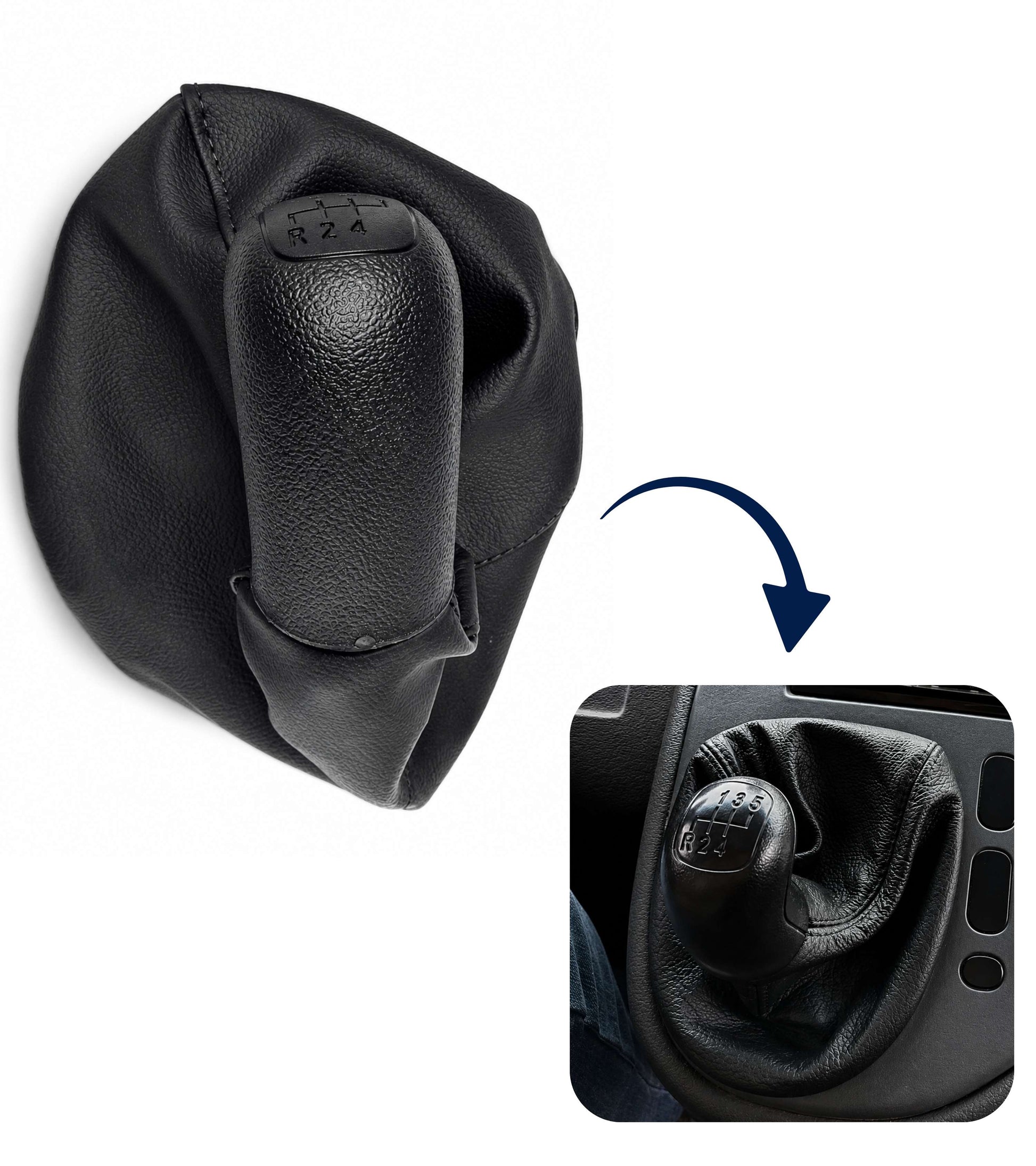 Kit Pomello Cambio 5 Marce con Cuffia Compatibile con Mercedes Vito Viano W638 1996-2003 1° Genereazione, per OEM A0002670010, Nero con Elastico
