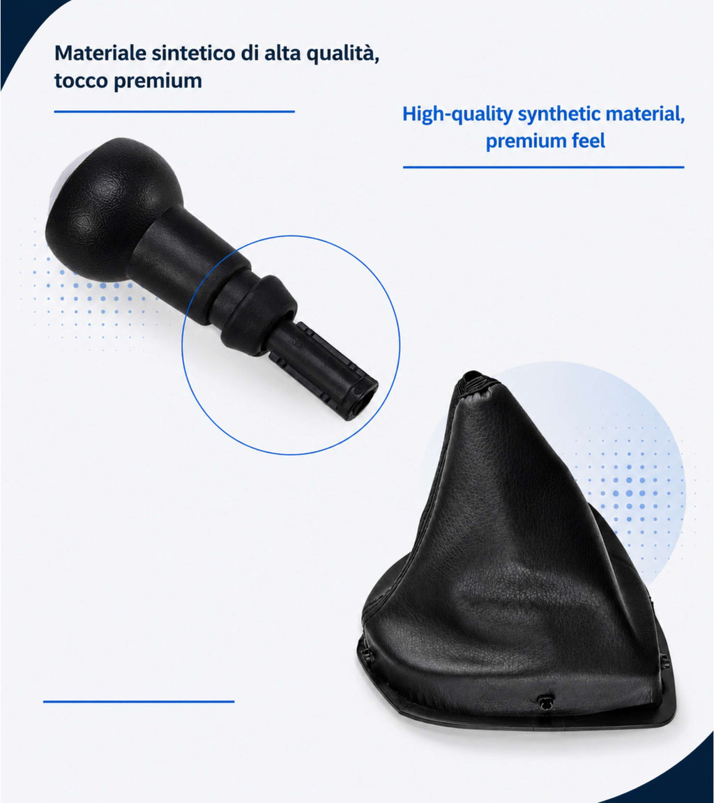 Kit Pomello 5 Marce, Cuffia Leva Cambio e Adattatore Compatibile con Peugeot 308 MK1 2008-2014 con Ghiera OEM 9684581680 9660633177 10391162