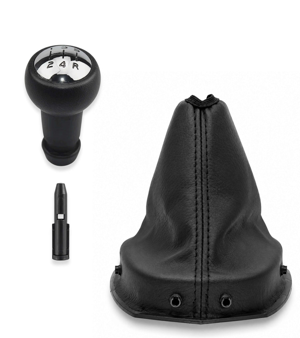 Kit Pomello 5 Marce, Cuffia Leva Cambio e Adattatore Compatibile con Peugeot 308 MK1 2008-2014 con Ghiera OEM 9684581680 9660633177 10391162