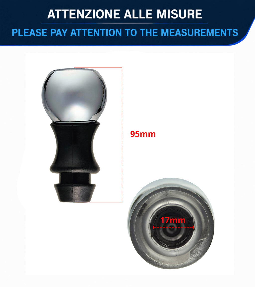 Kit Pomello Argento Lucido 5 Marce, Cuffia Leva Cambio, Ghiera e Adattatore Compatibile con Peugeot 308 MK1 2008-2014 con Ghiera, verifica codici OEM
