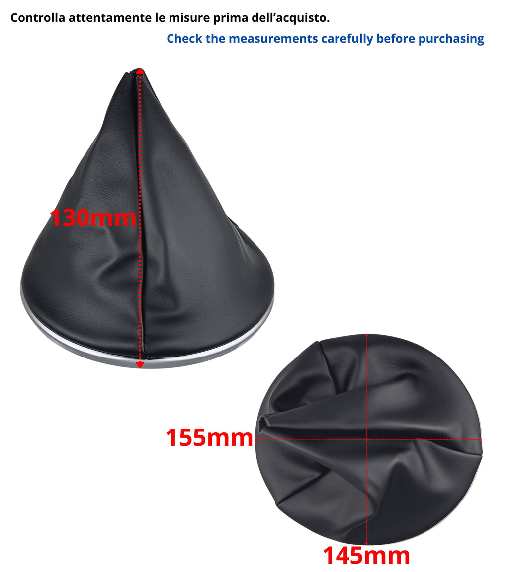 Kit Pomello Leva Cambio 5 Marce con Cuffia con Cornice Argento e Ghiera Compatibile con Fiat 500 (312) e 500C dal 2007, Lente Rossa Argento Lucido