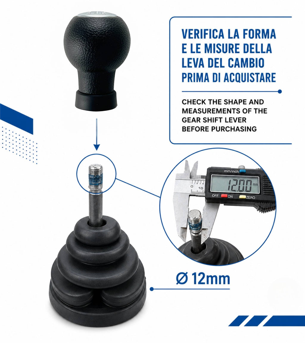 Pomello Cambio 5 Marce Compatibile con Suzuki Splash EX 2008-2012 Filettato, foro con diametro 12mm Placca Cromata Argento solo per Leva Cilindrica