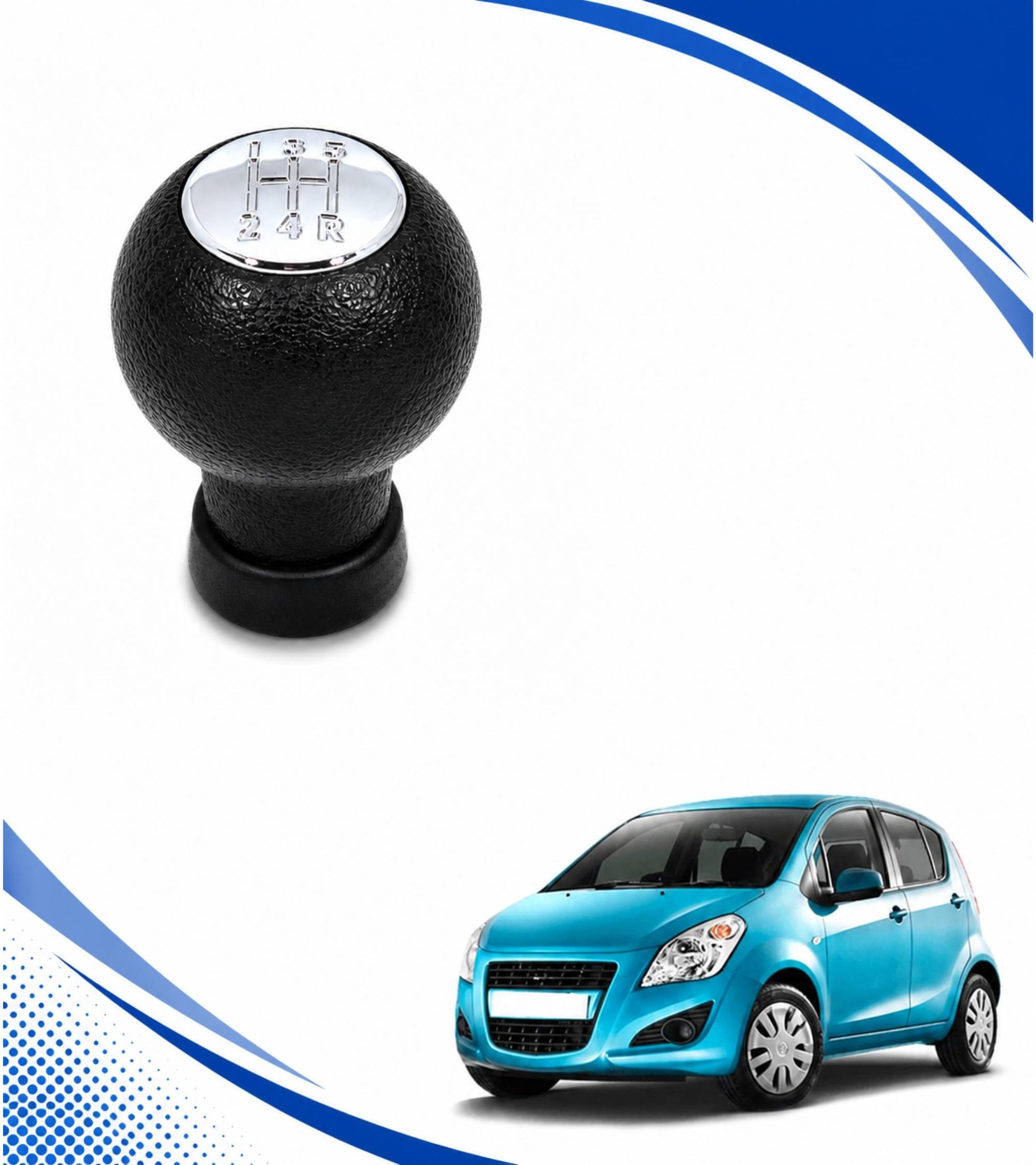 Pomello Cambio 5 Marce Compatibile con Suzuki Splash EX 2008-2012 Filettato, foro con diametro 12mm Placca Cromata Argento solo per Leva Cilindrica