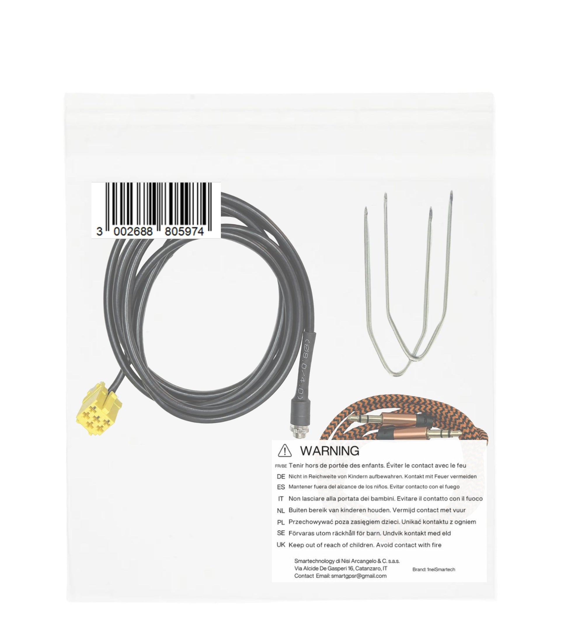 Cavo Aux per Autoradio Blaupunkt Compatibile con Fiat Lancia, Jack Femmina e Kit Estrazione + Cavo Nylon Besync Colore Oro (Gold)