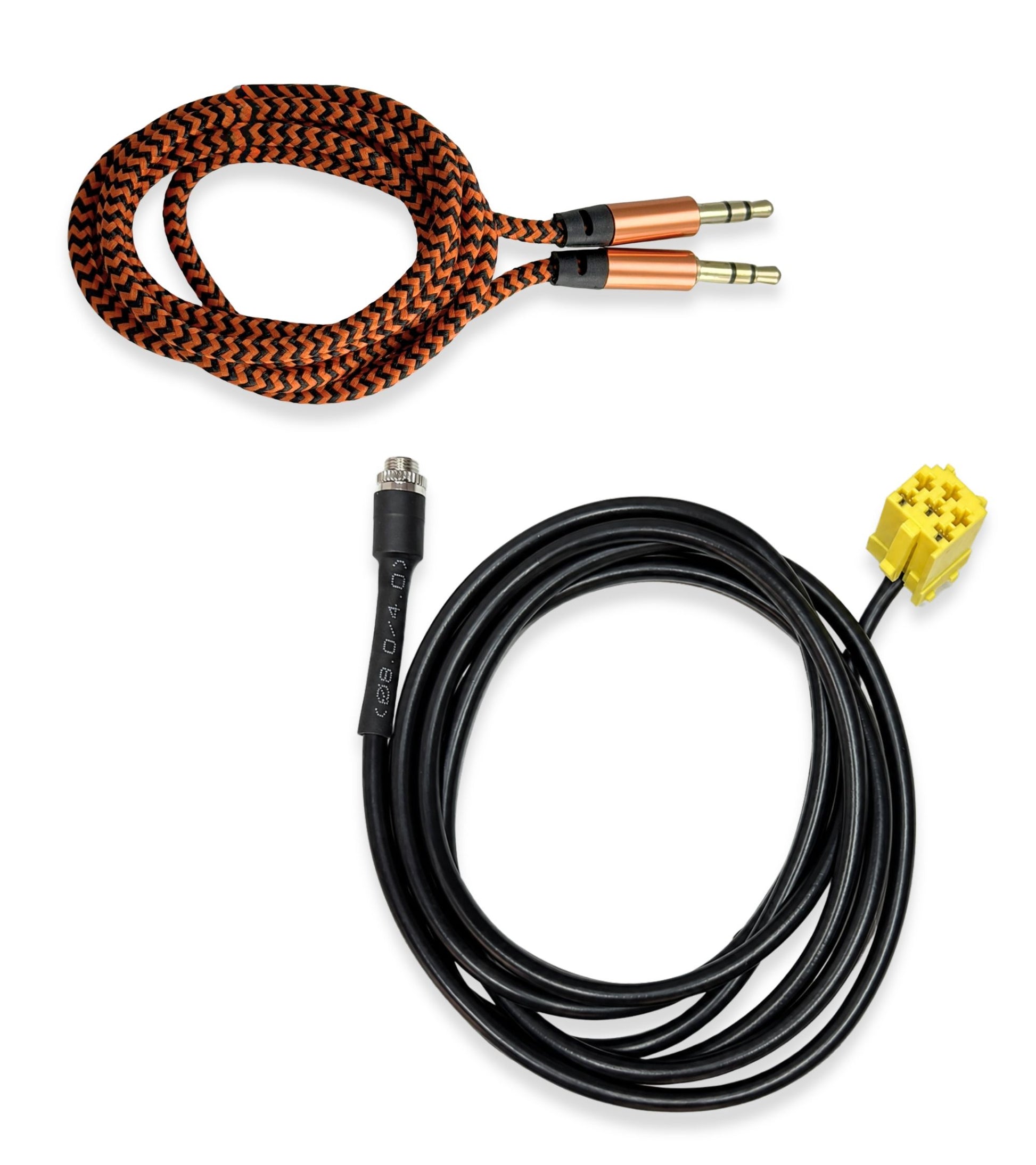 Cavo Aux Jack Femmina 3,5 mm con Connettore Giallo Autoradio Blaupunkt Compatibile con Fiat 500 Punto Panda + Cavo Audio Nylon Oro Doppio Jack Maschio