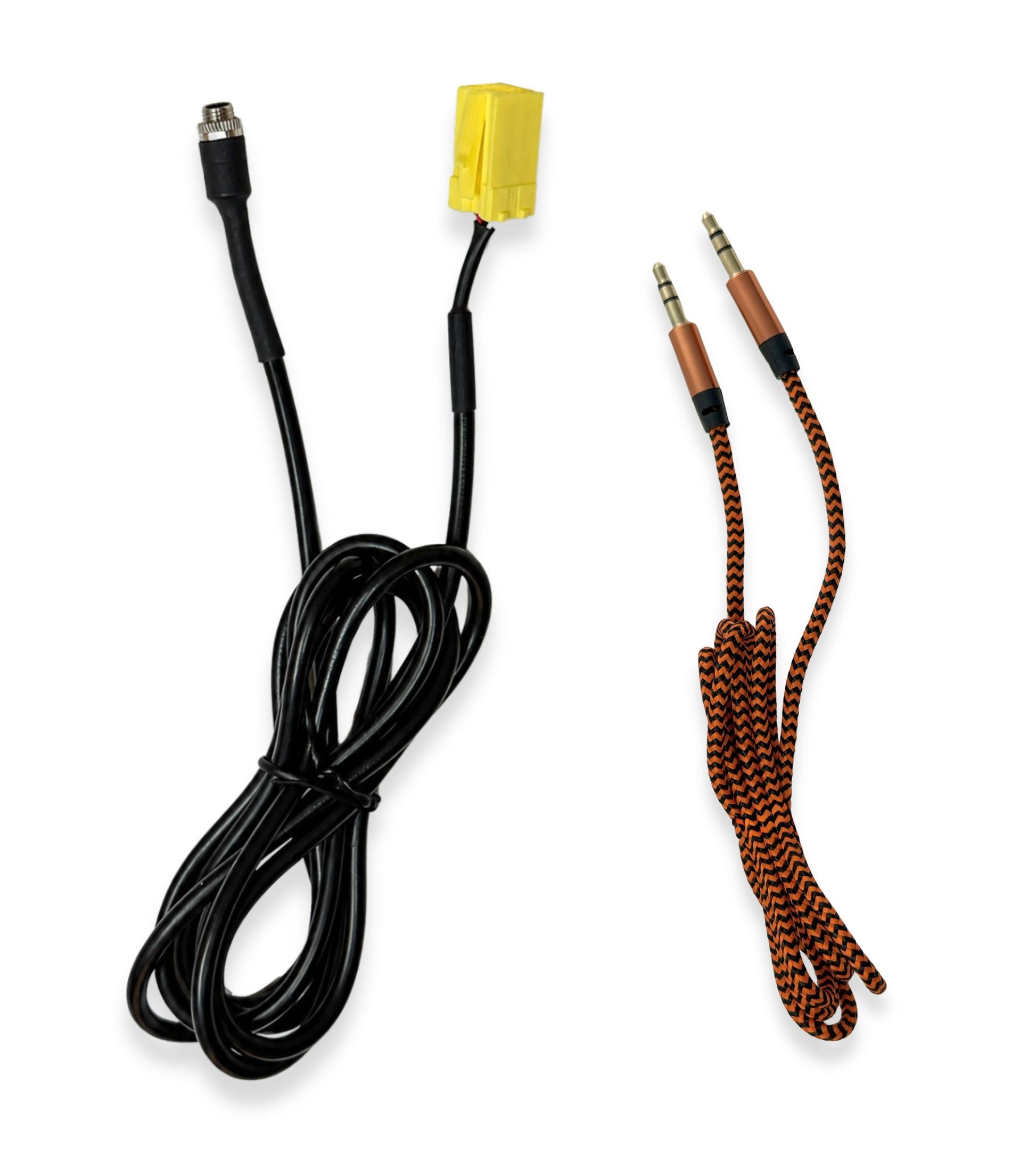 Cavo Aux Jack Femmina 3,5 mm con Connettore Giallo Autoradio Blaupunkt Compatibile con Fiat 500 Punto Panda + Cavo Audio Nylon Oro Doppio Jack Maschio