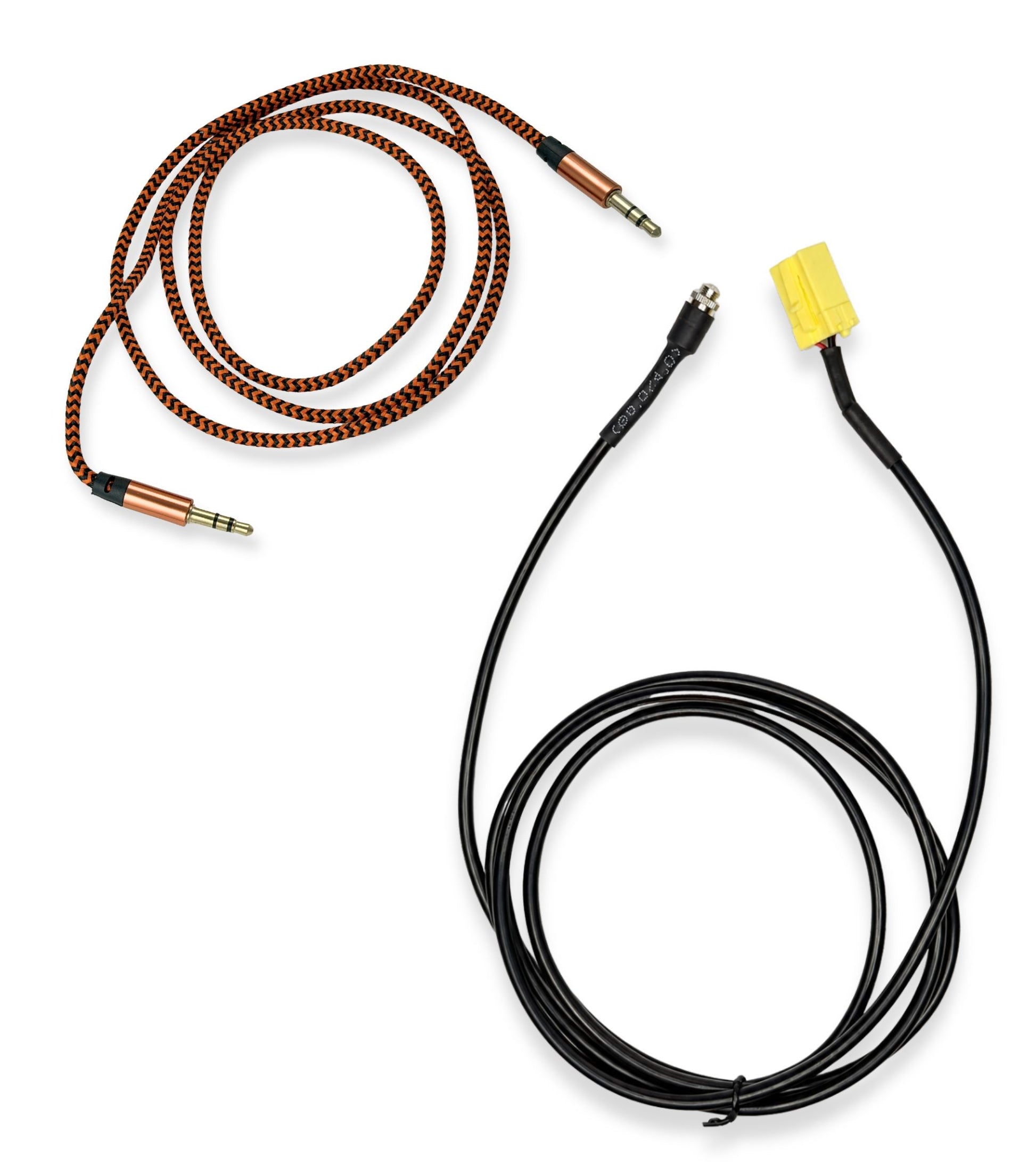 Cavo Aux Jack Femmina 3,5 mm con Connettore Giallo Autoradio Blaupunkt Compatibile con Fiat 500 Punto Panda + Cavo Audio Nylon Oro Doppio Jack Maschio