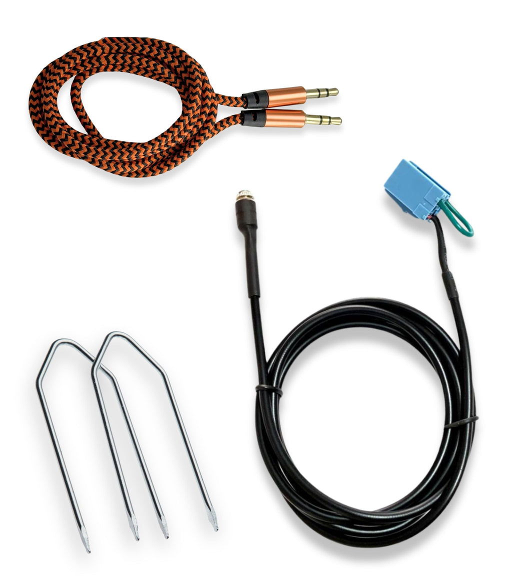Cavo Aux Jack Femmina NO SOURCE AVAILABLE con Ponticello + Kit Estrazione Cavo Nylon Oro Compatibile con Fiat 500 Punto Panda Delphi Bosch Continental