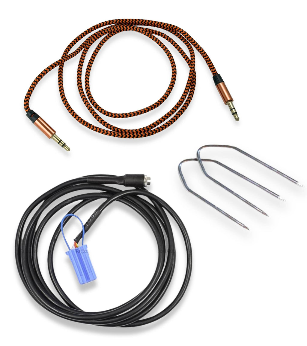 Cavo Aux Jack Femmina NO SOURCE AVAILABLE con Ponticello + Kit Estrazione Cavo Nylon Oro Compatibile con Fiat 500 Punto Panda Delphi Bosch Continental