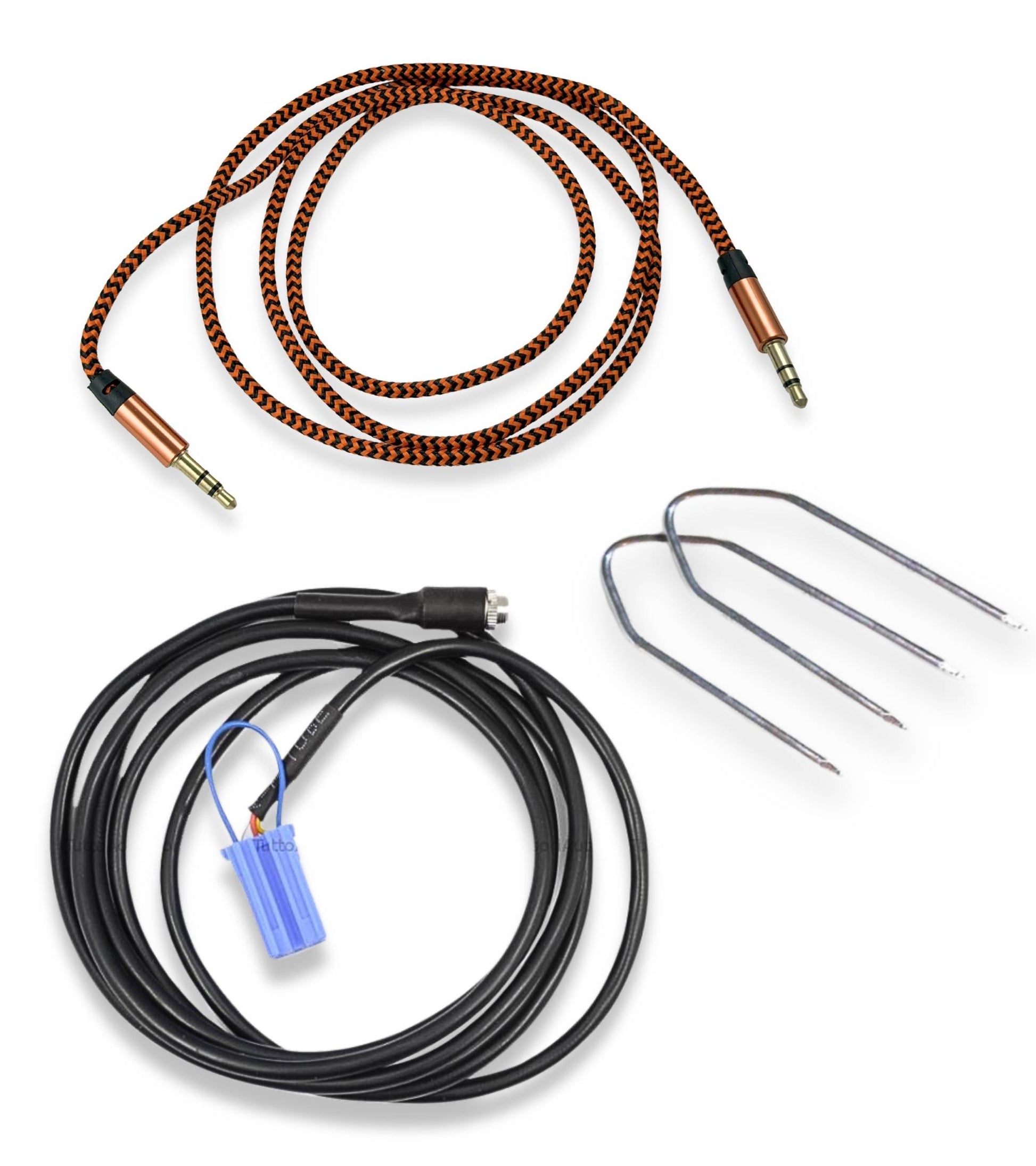 Cavo Aux Jack Femmina NO SOURCE AVAILABLE con Ponticello + Kit Estrazione Cavo Nylon Oro Compatibile con Fiat 500 Punto Panda Delphi Bosch Continental
