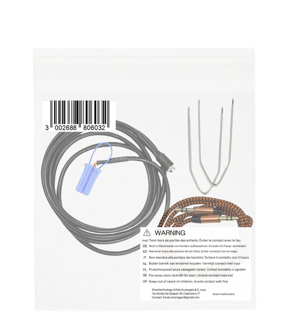 Cavo Aux Jack Femmina NO SOURCE AVAILABLE con Ponticello + Kit Estrazione Cavo Nylon Oro Compatibile con Fiat 500 Punto Panda Delphi Bosch Continental