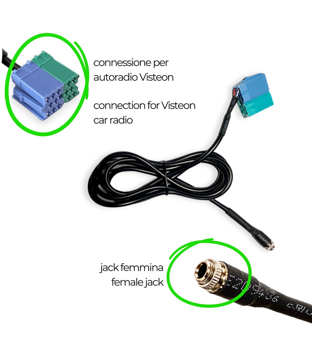 Cavo Aux Per Fiat Bravo Dal 2007 Radio Visteon Ingresso Jack Femmina Da 3	5Mm Lunghezza 150Cm + Cavo Nylon Besync Colore Oro (Gold) Per Mp3 Smartphone Iphone