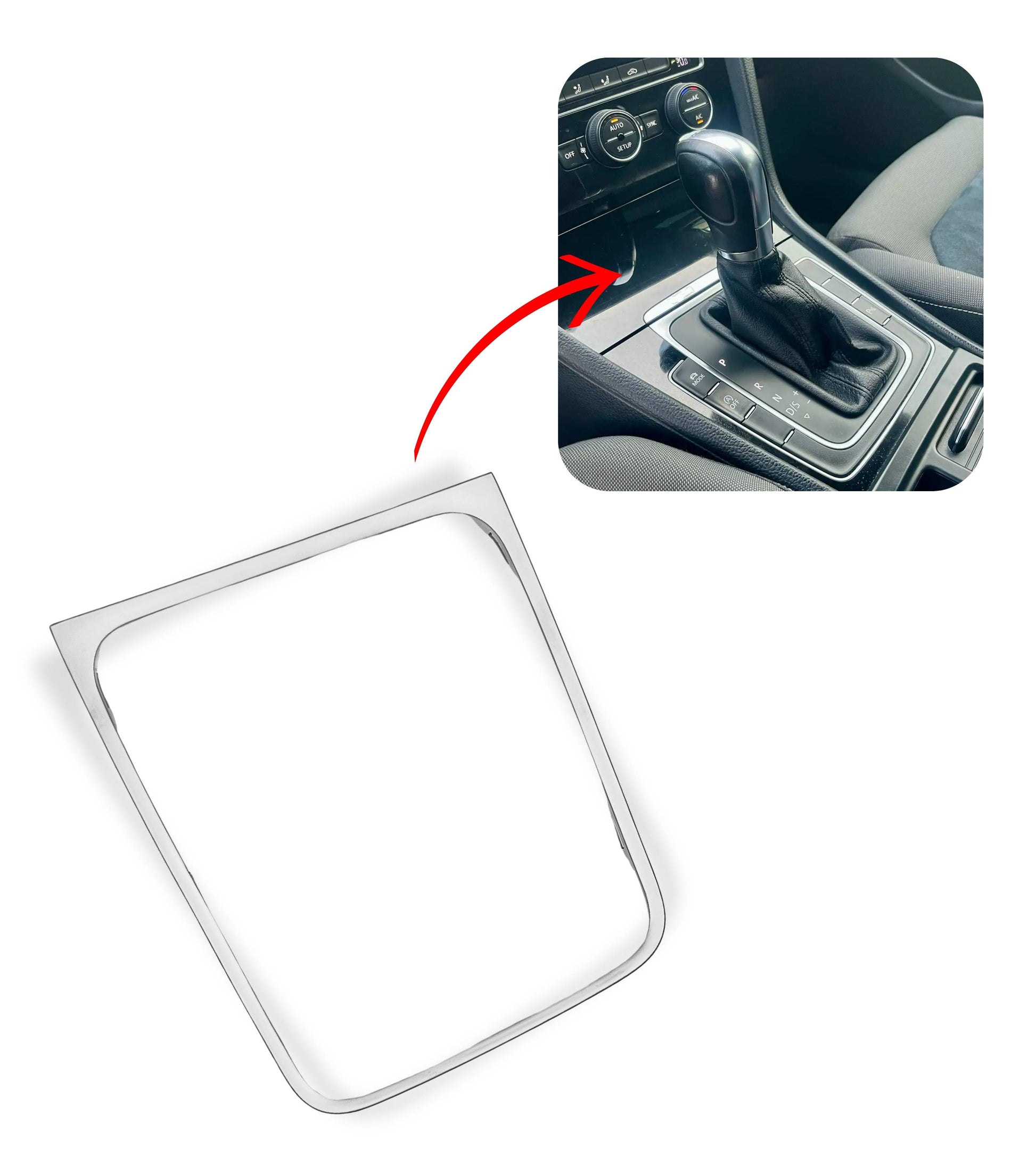 Cornice per Cuffia Leva Cambio Automatico, Colore Argento Satinato, Compatibile con Volkswagen Golf 7 e Golf 7.5 (VII) 2012-2020, Solo Guida a Sinistra (LHD)