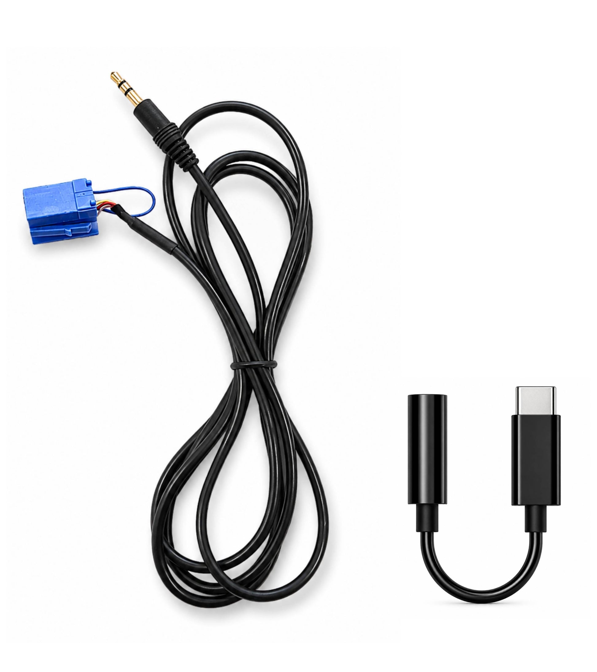 Cavo Aux Mashio con Ponticello Radio Delphi Bosch No Source Available Compatibile con Fiat Punto 500 Lancia Ypsilon + Adattatore USB-C e Jack Femmina