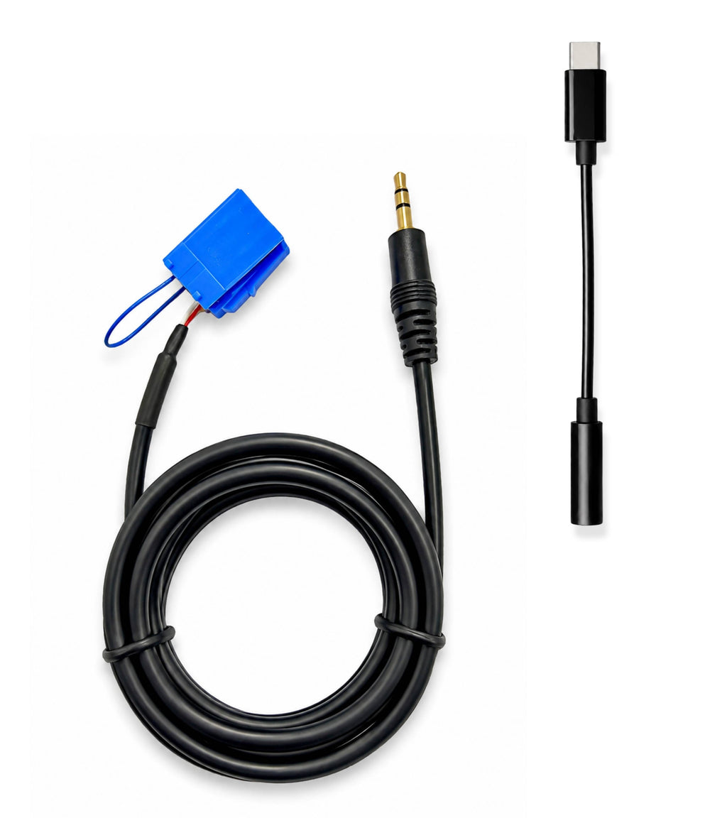 Cavo Aux Mashio con Ponticello Radio Delphi Bosch No Source Available Compatibile con Fiat Punto 500 Lancia Ypsilon + Adattatore USB-C e Jack Femmina