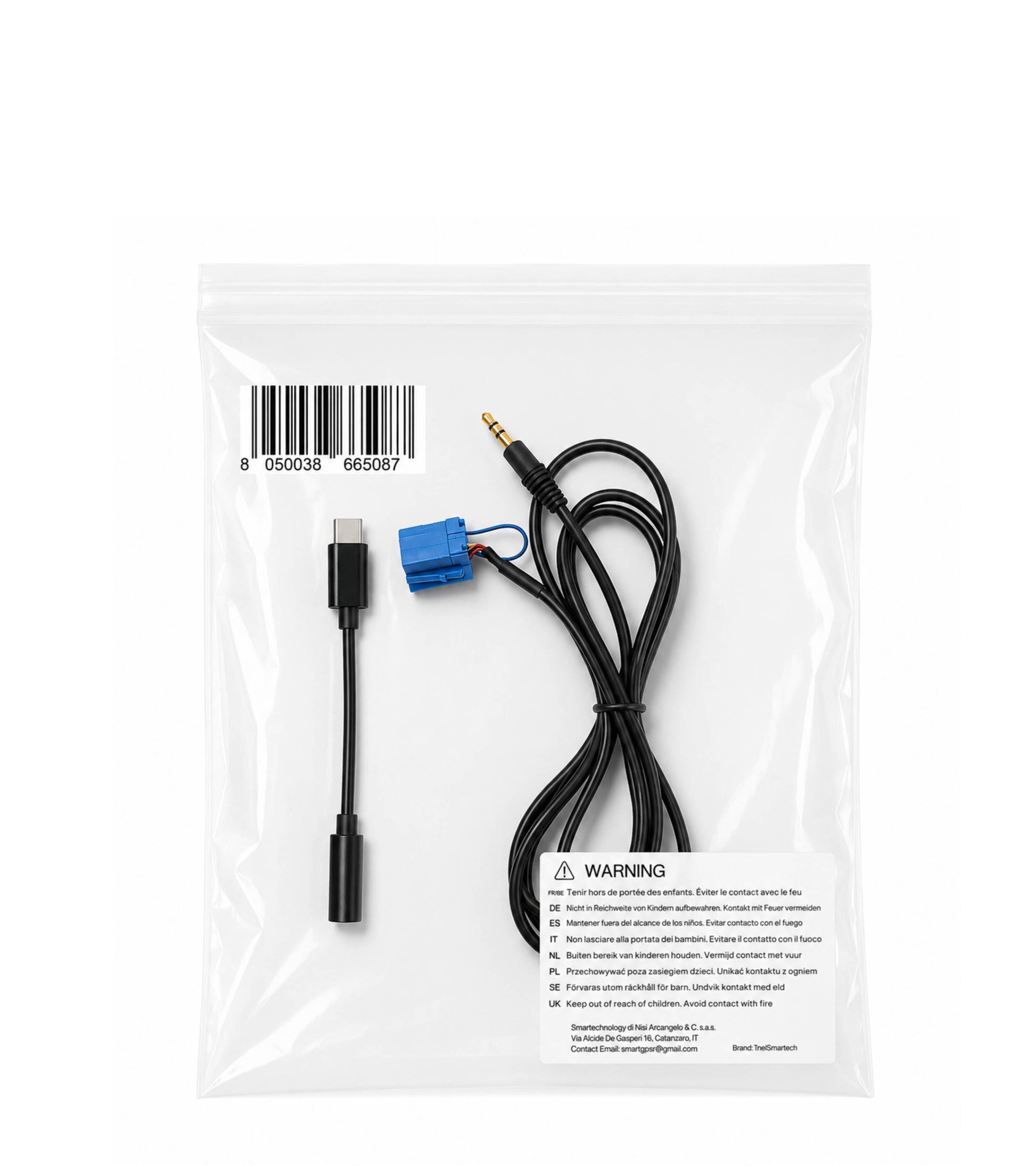 Cavo Aux Mashio con Ponticello Radio Delphi Bosch No Source Available Compatibile con Fiat Punto 500 Lancia Ypsilon + Adattatore USB-C e Jack Femmina