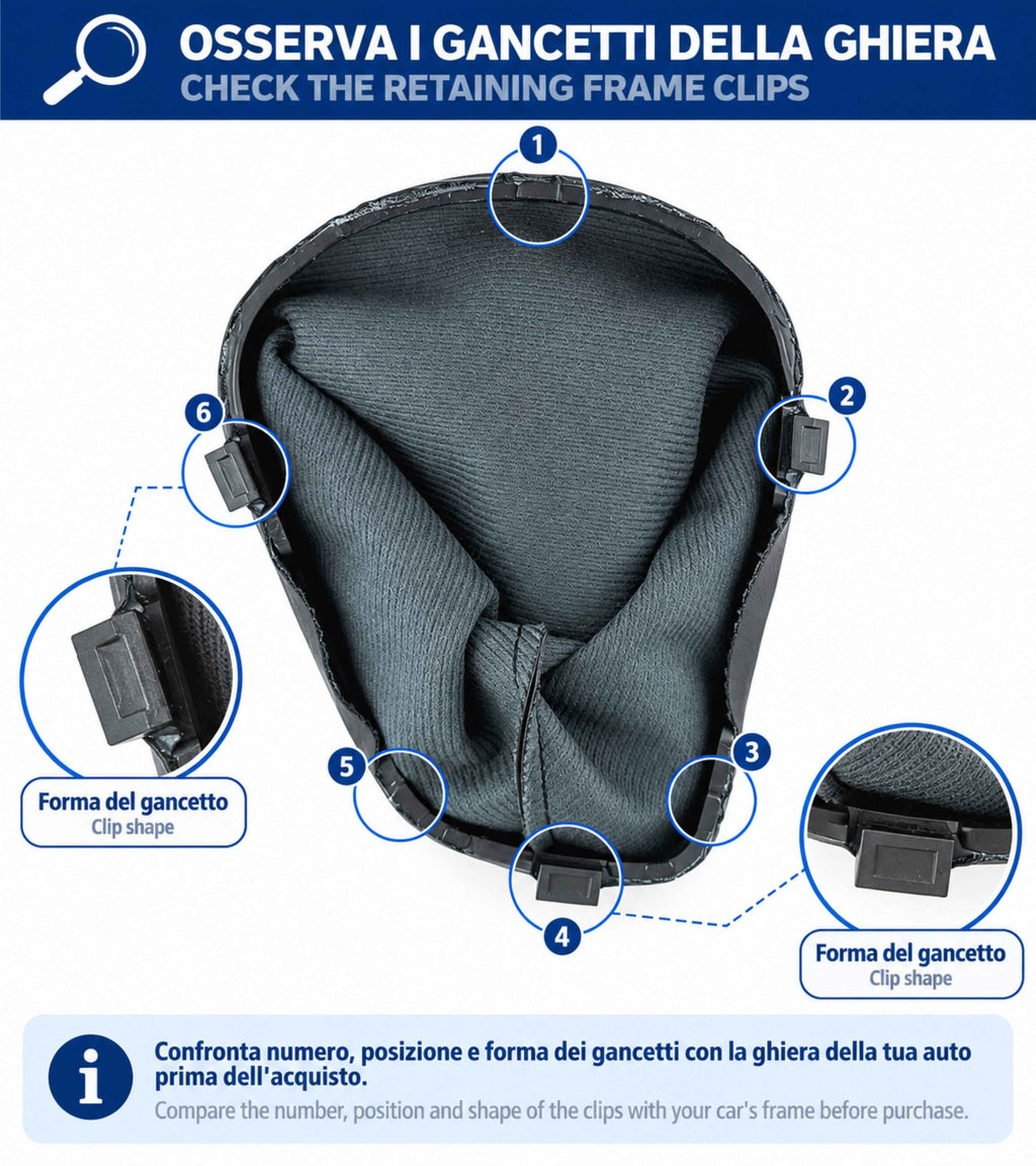 Kit Leva Cambio con Pomello Cuciture Grigie 5 Marce, Cuffia, Ghiera, Adattatore, Compatibile con Dacia Logan MCV II 2013–2022, Sandero II 2012-2021